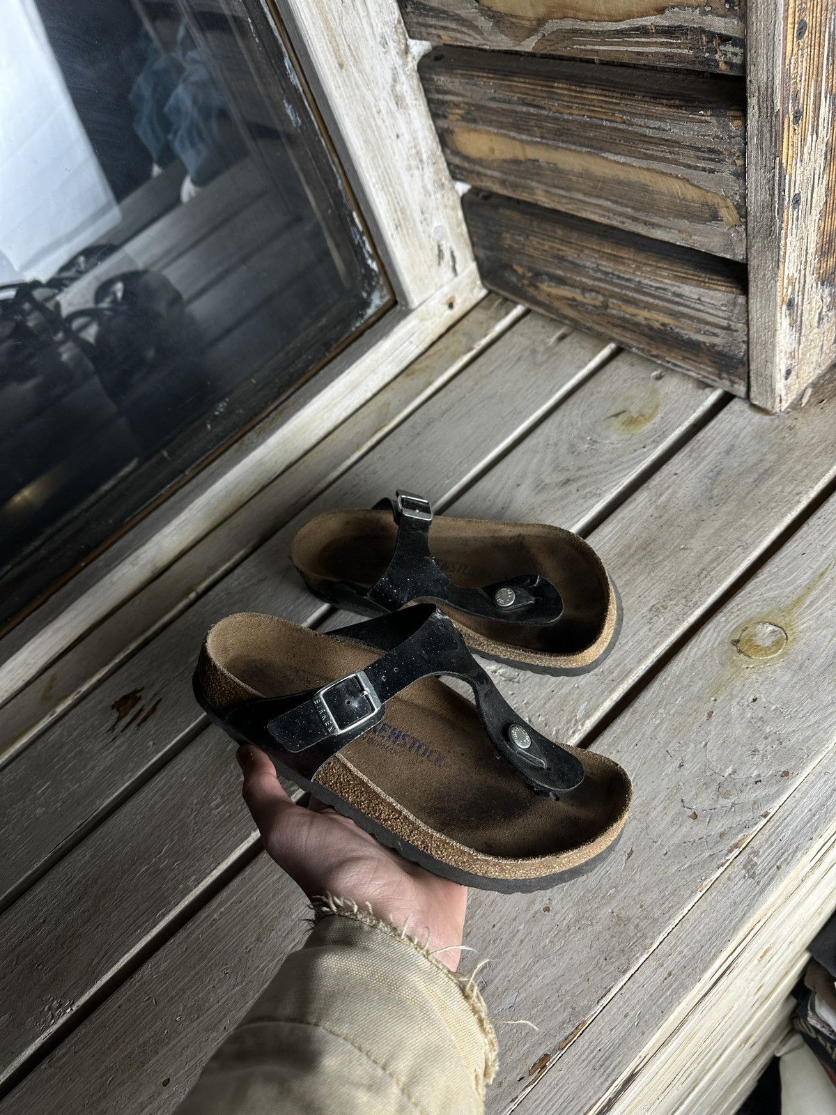 Birkenstock VNTG🚨 Birkenstock metal color Luxe Sandals rare slides Size US 6 / IT 36 - 1 Thumbnail