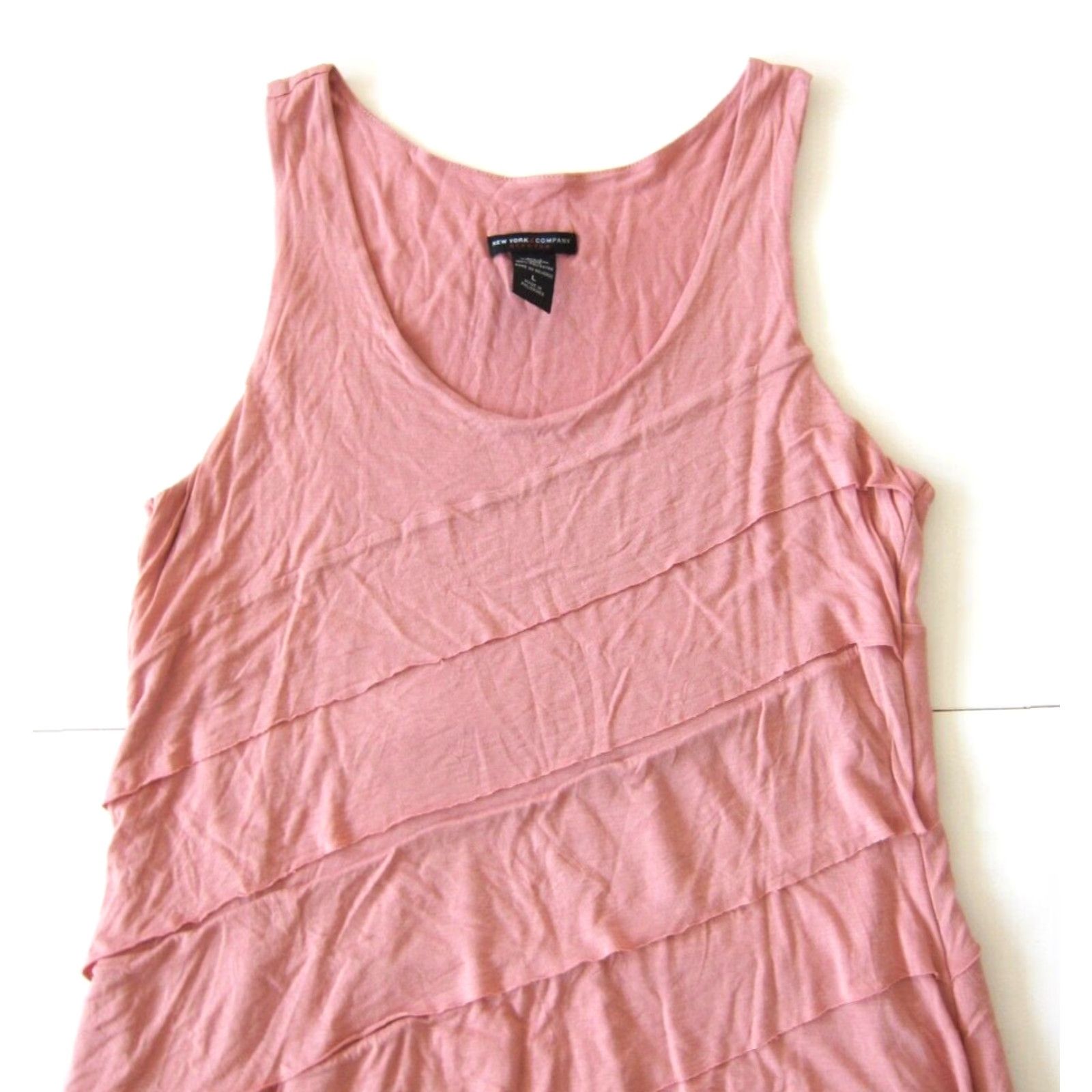 Vintage VINTAGE New York & Company Stretch Mauve Pink Layered Sleeveless Tank Dress Large Size L / US 10 / IT 46 - 3 Thumbnail