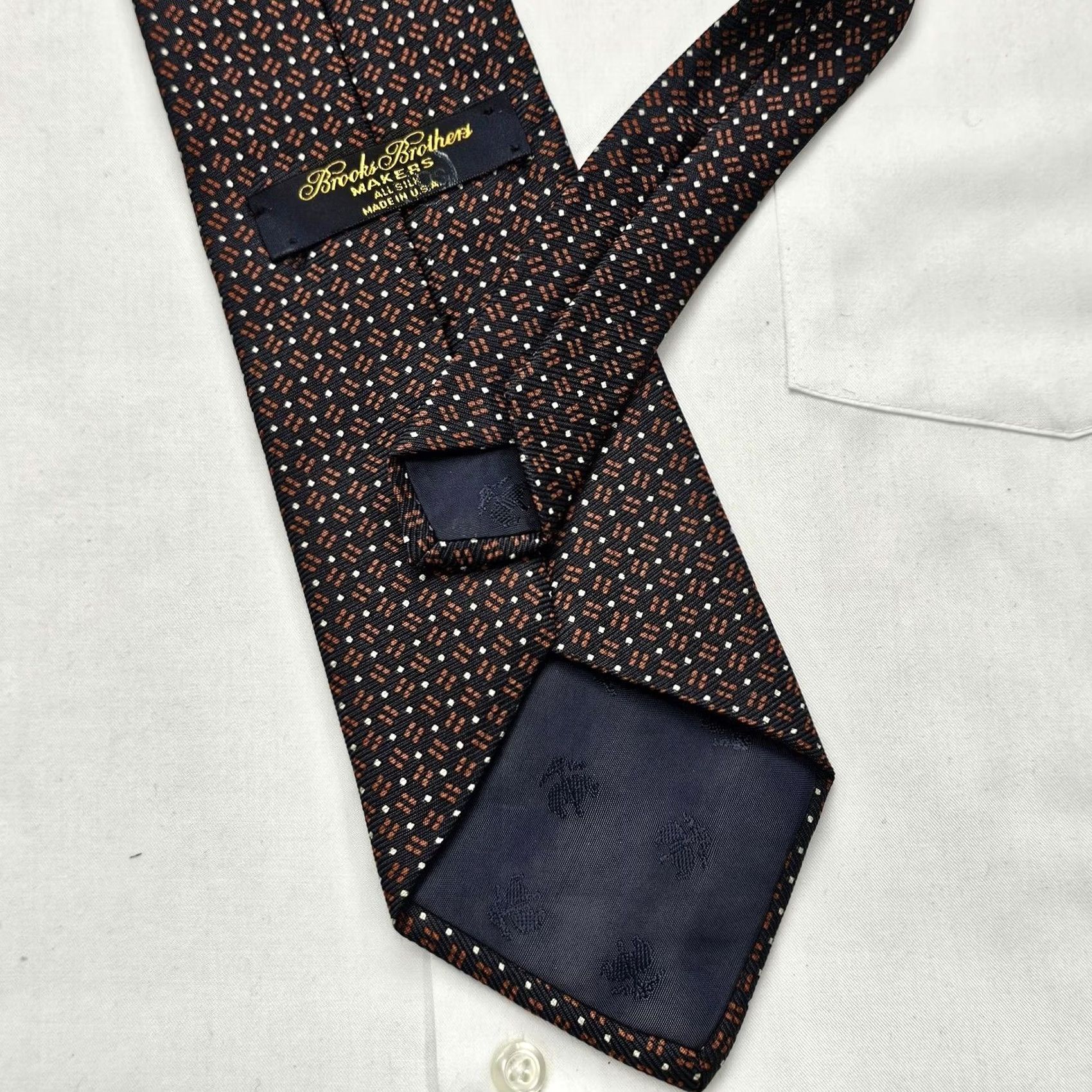 Brooks Brothers VINTAGE Brooks Brothers Makers Necktie Mens 100% Silk Tie Black Geometric 59X3.75 USA Size ONE SIZE - 5 Thumbnail