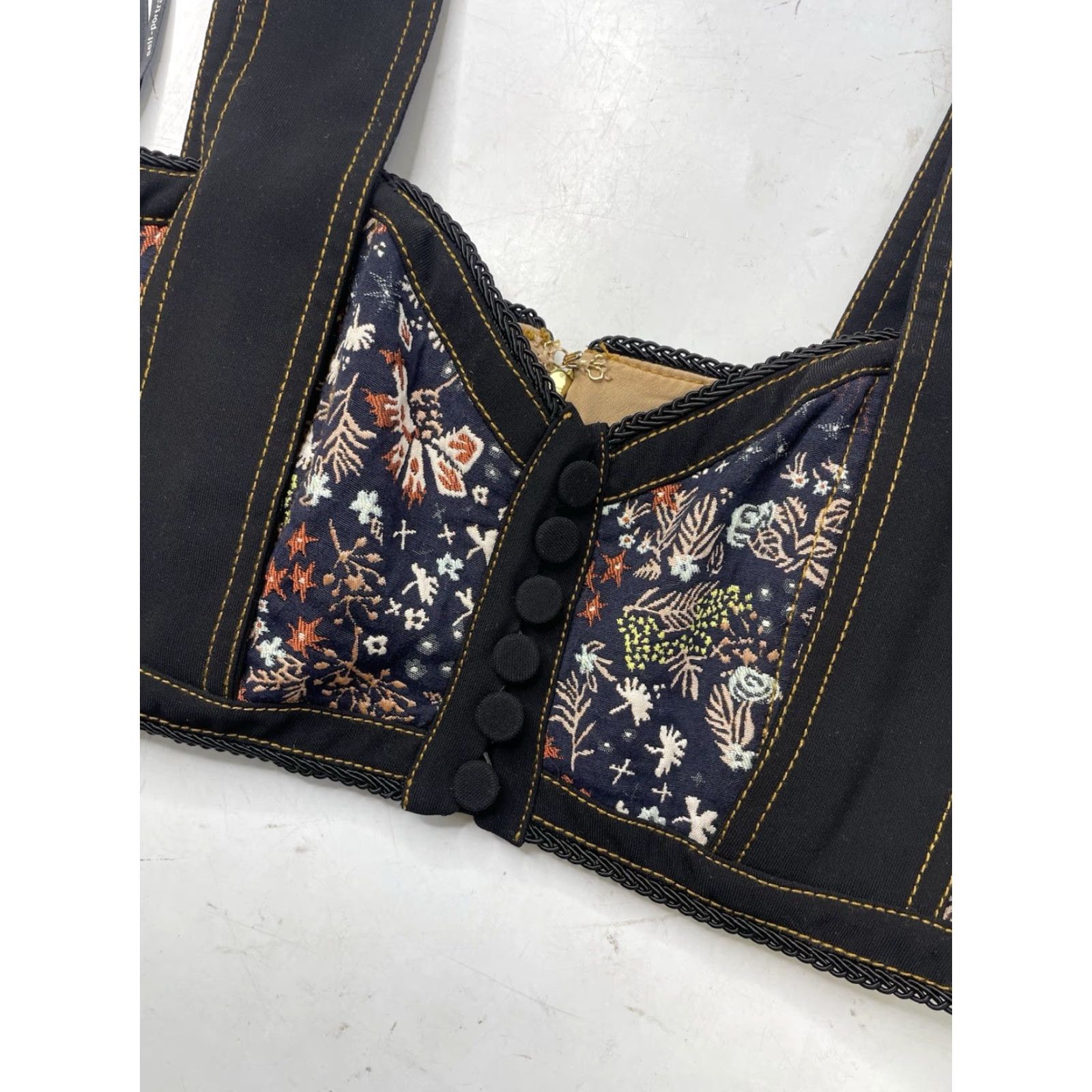 Self-Portrait Self Portrait Crop Top UK10 US6 Floral Jacquard Bustier Size M / US 6-8 / IT 42-44 - 2 Thumbnail