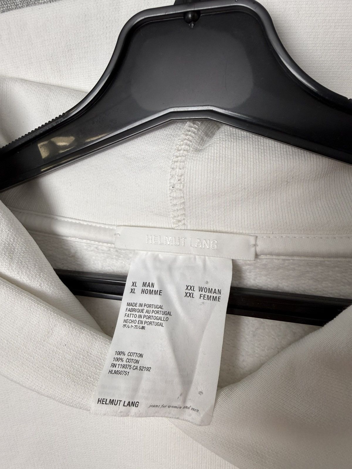 Helmut Lang Helmut Lang Thick White Hoodie Mirrored Web Logo Size XL Size US XL / EU 56 / 4 - 18 Thumbnail