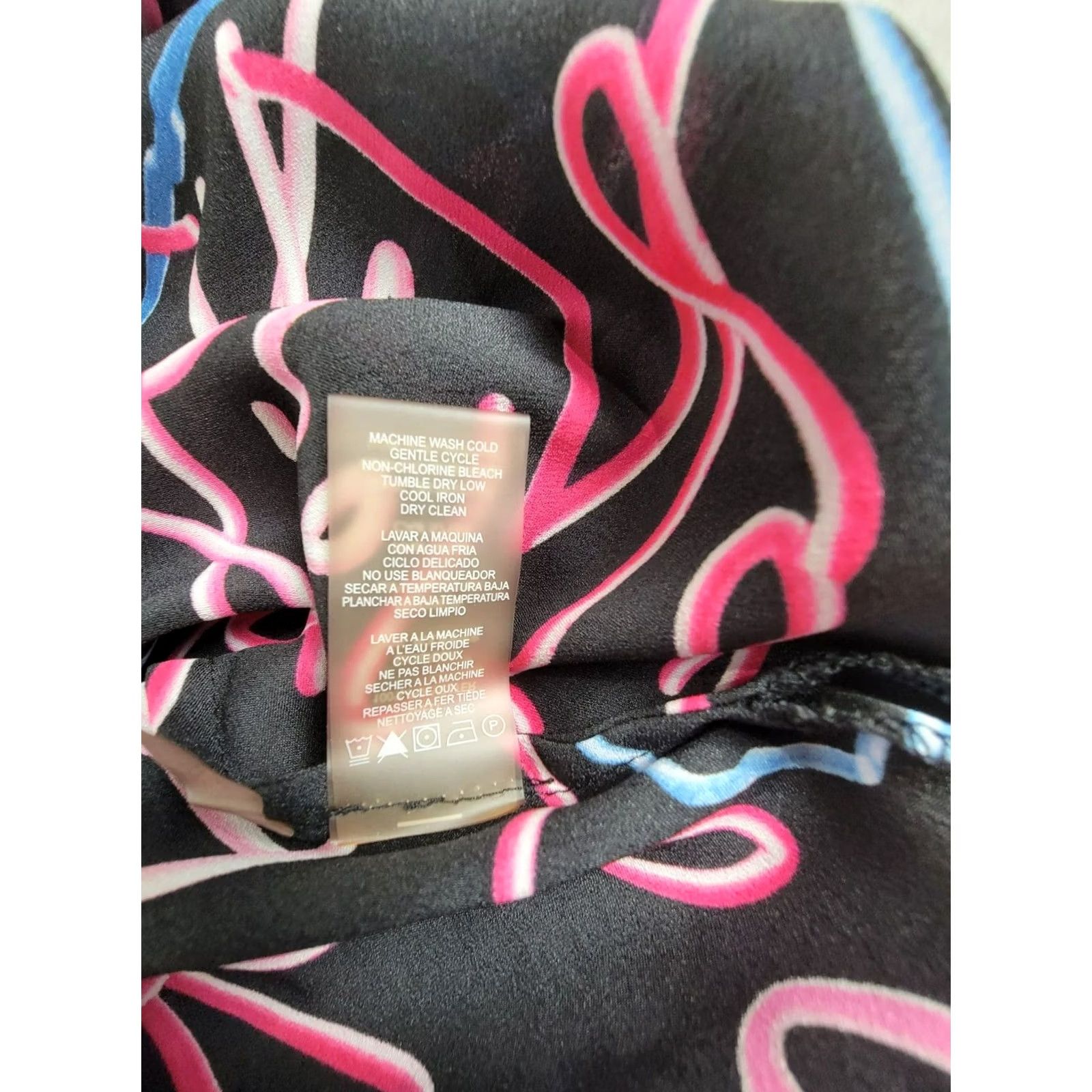 Karl Lagerfeld Karl Lagerfeld Women's Neon Print Round Neck Short Sleeve T-Shirt Black Large Size L / US 10 / IT 46 - 6 Thumbnail