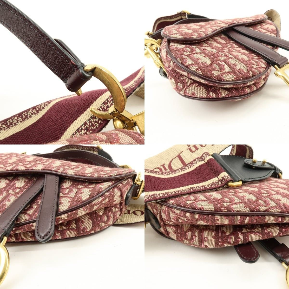 Christian Dior Monsieur Christian Dior Oblique Saddle Bag Canvas Shoulder Burgundy Size ONE SIZE - 5 Thumbnail