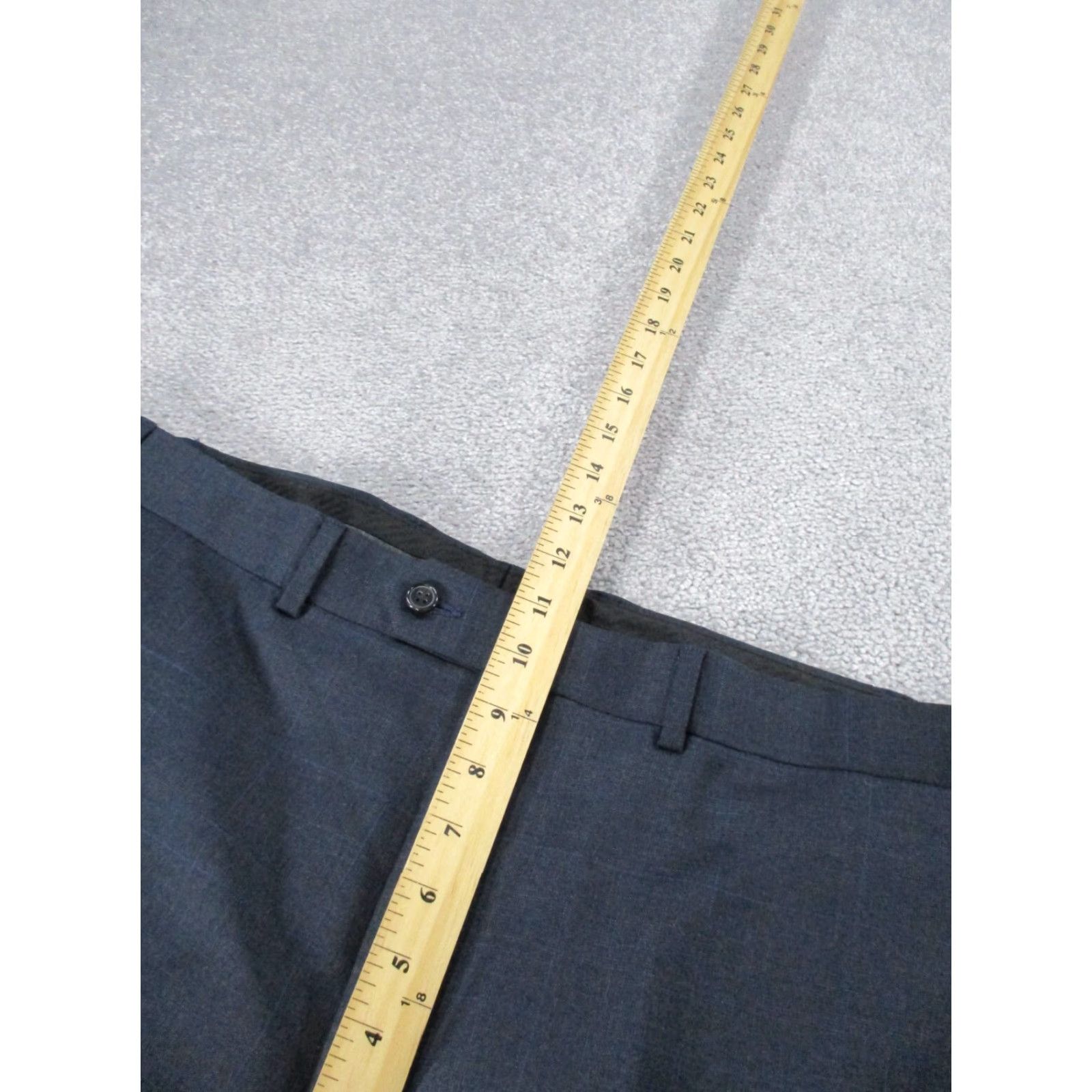 Ralph Lauren VINTAGE Lauren Ralph Lauren Dress Pants 40 Gray Blue Windowpane Check Wool Regular Fit 40X28 Mens Size US 40 / EU 56 - 6 Thumbnail