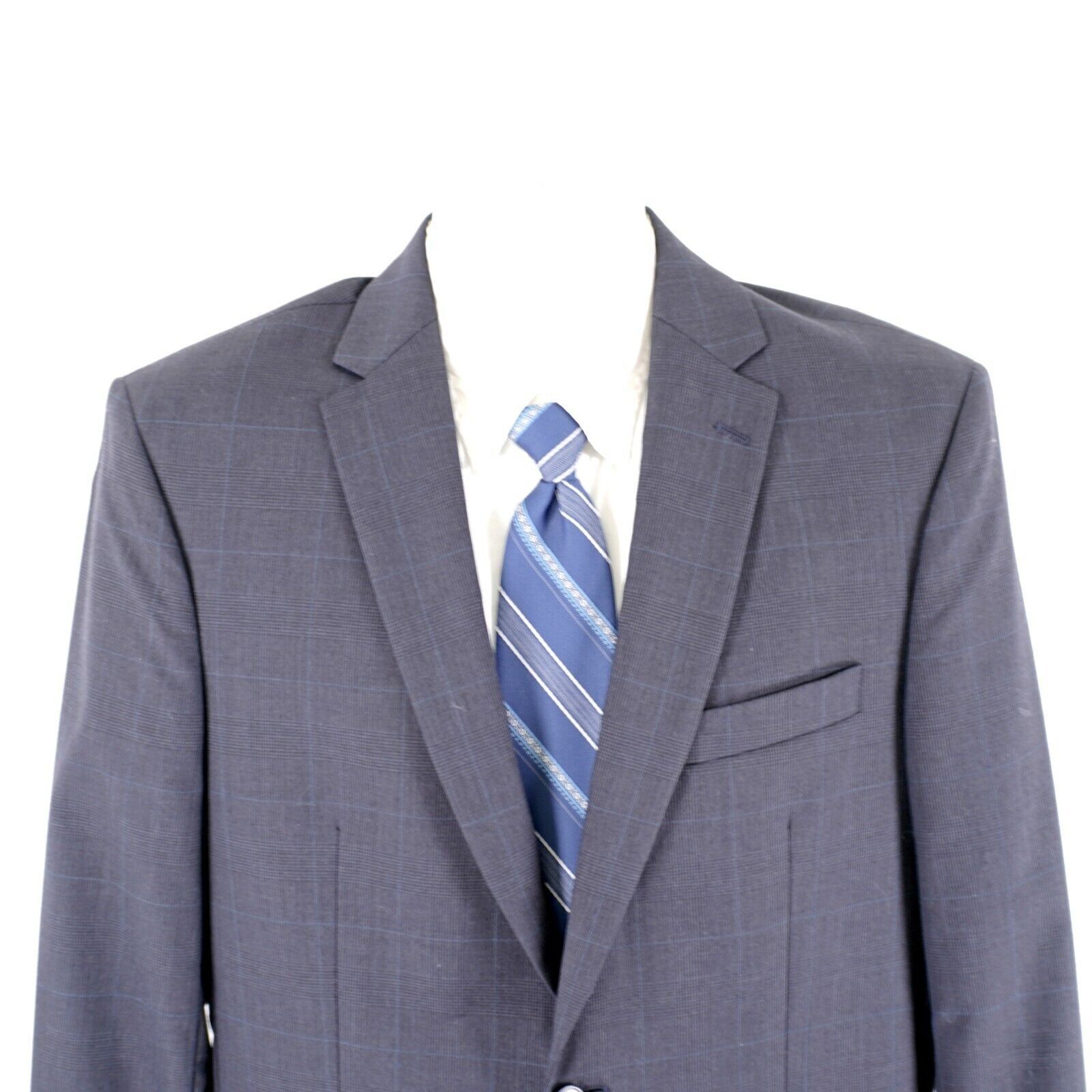 Jos. A. Bank Joseph Jos A Bank Wool Blue Gray Plaid Windowpane 2 Button S Size 38R - 1 Thumbnail