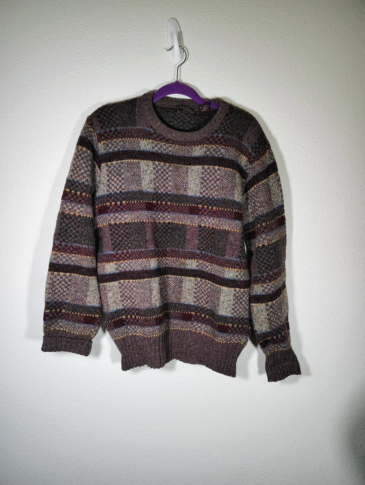Other Men's 100% wool Vintage Grandpa Sweater Brown Gray Geometric Size US M / EU 48-50 / 2 - 2 Thumbnail