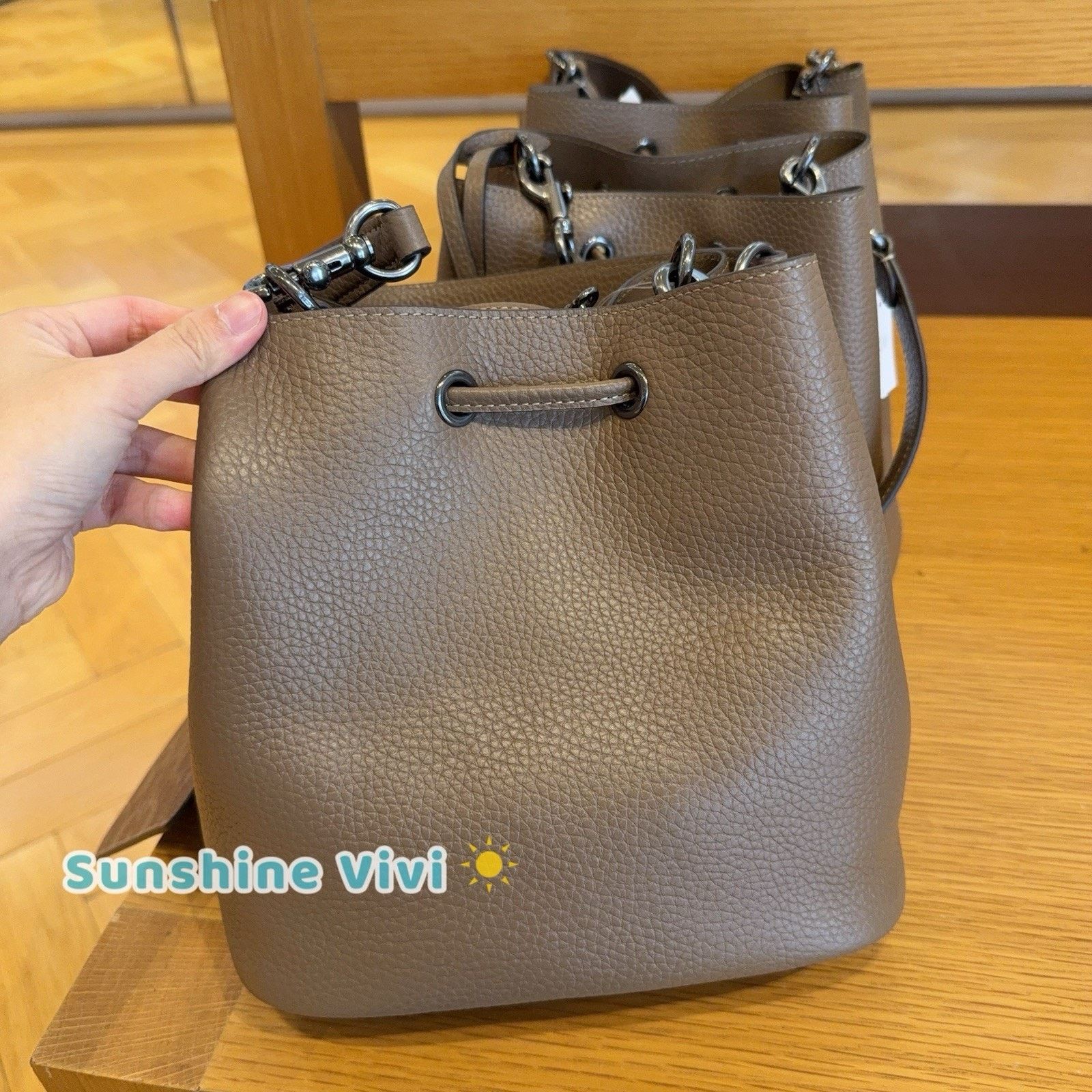 Coach NWT Coach Rowan Bucket Bag Leather CBH06 Qb/Dark Stone Size ONE SIZE - 2 Thumbnail