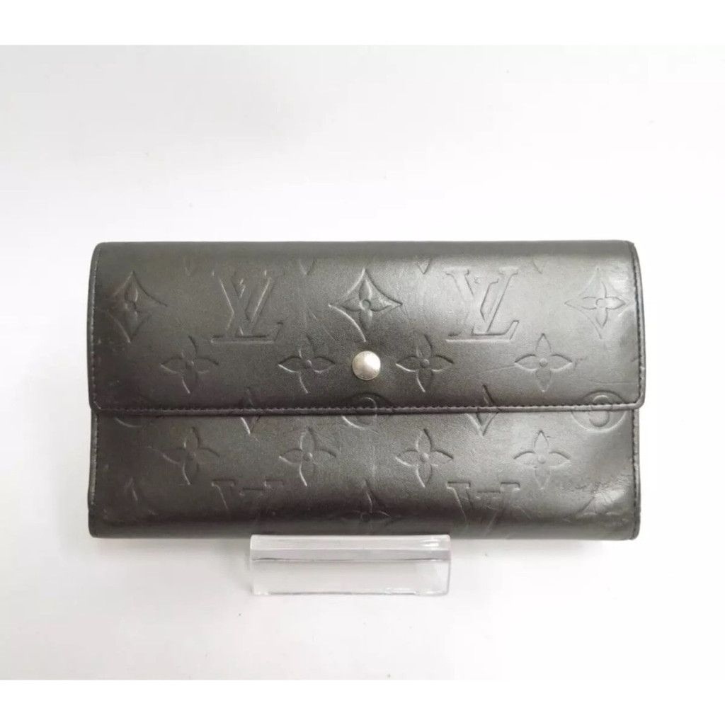 Louis Vuitton Louis Vuitton Matte Black Monogram Long Flap Wallet Size ONE SIZE - 1 Thumbnail