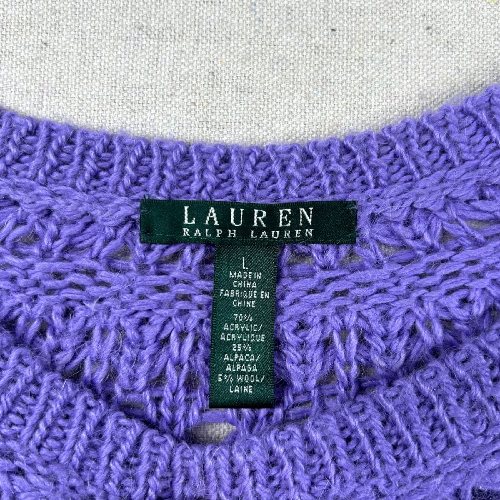 Ralph Lauren VINTAGE Lauren Ralph Lauren Sweater Womens L Alpaca Blend Lilac Lavender Fair Isle Crew Neck Pullover Size L / US 10 / IT 46 - 3 Thumbnail
