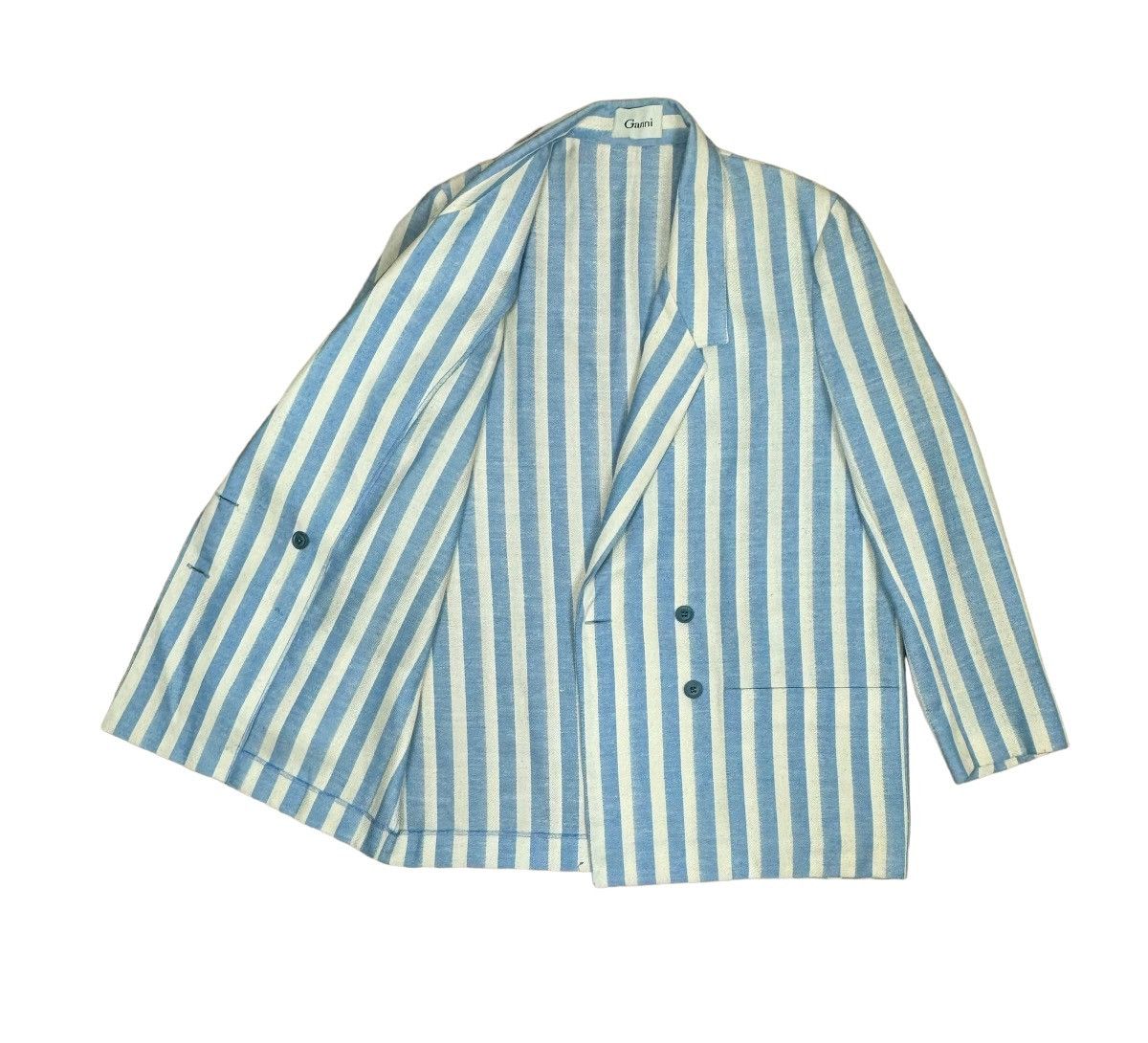 Ganni Ganni Striped Double-Breasted Linen-Cotton Blazer size M Size M / US 6-8 / IT 42-44 - 13 Thumbnail