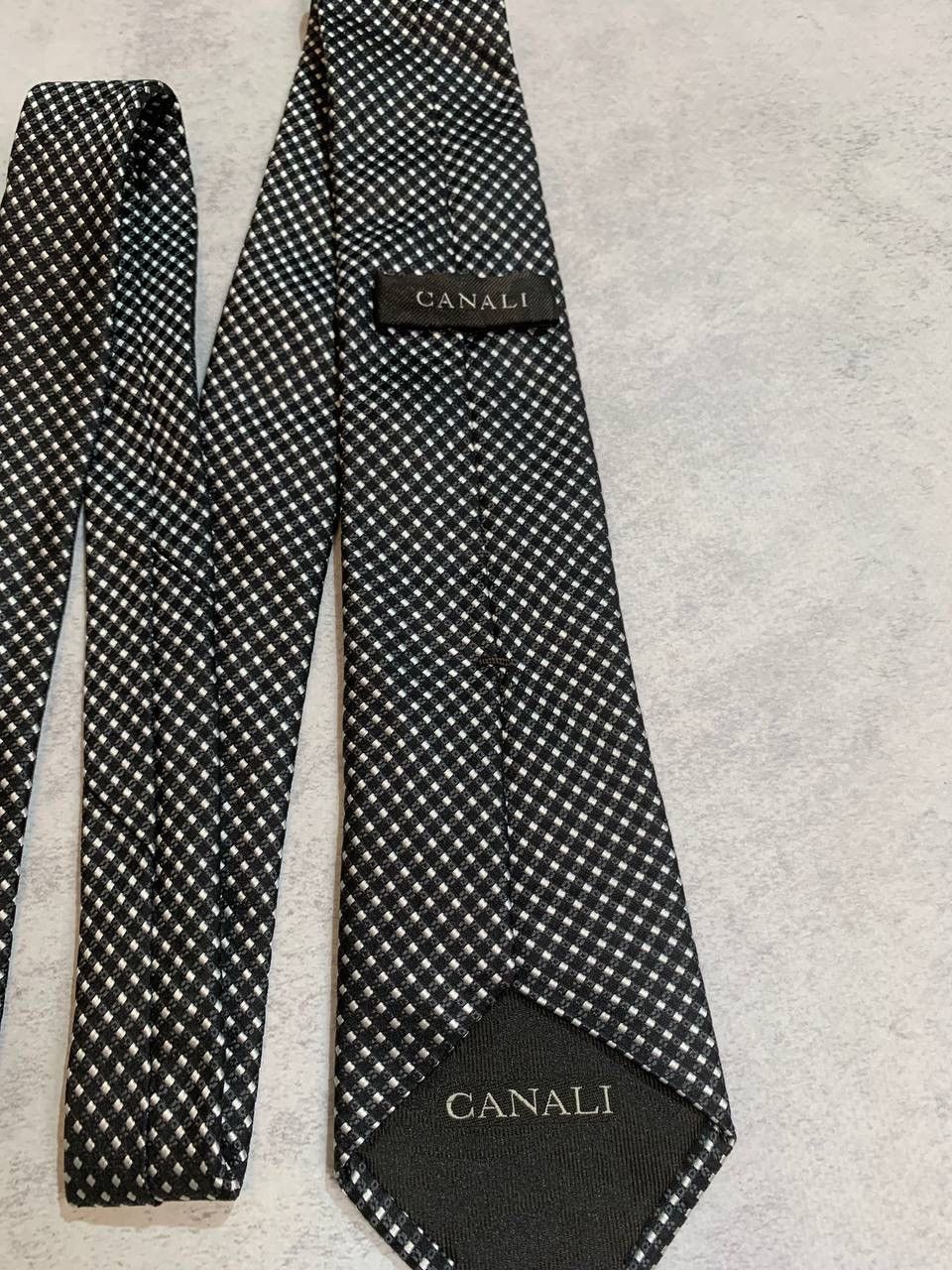 Canali CANALI Black White Elegant Silk Mens Tie Size ONE SIZE - 2 Thumbnail