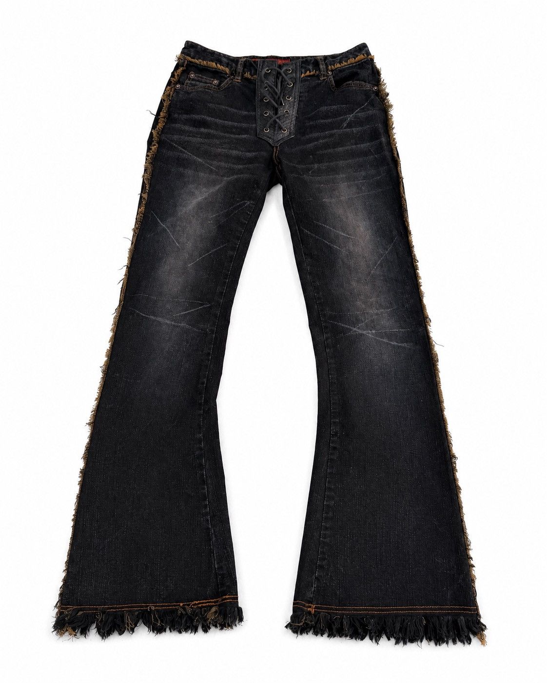Japanese Brand LED RECHWE Veronica 'Guerilla' Lace Up Flared Jeans