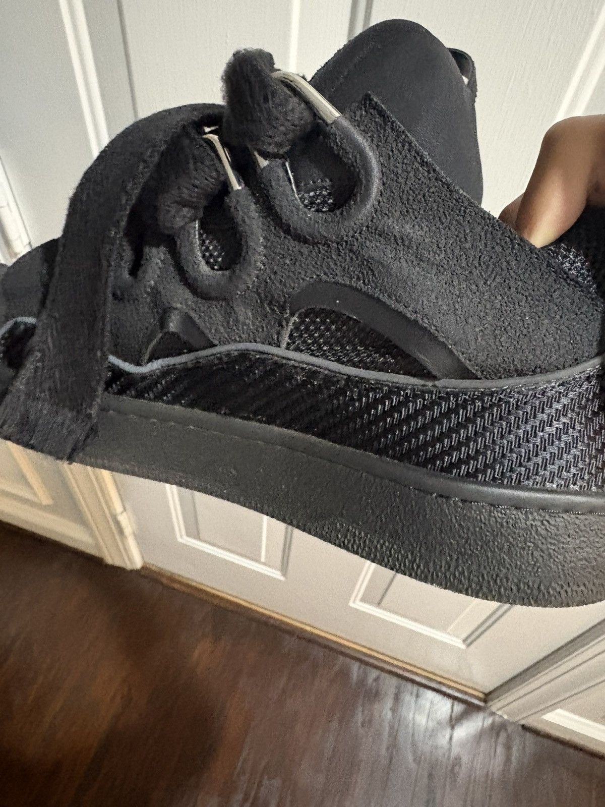 Lanvin Lanvin Black Curb Leather Sneakers Size US 11 / EU 44 - 10 Thumbnail
