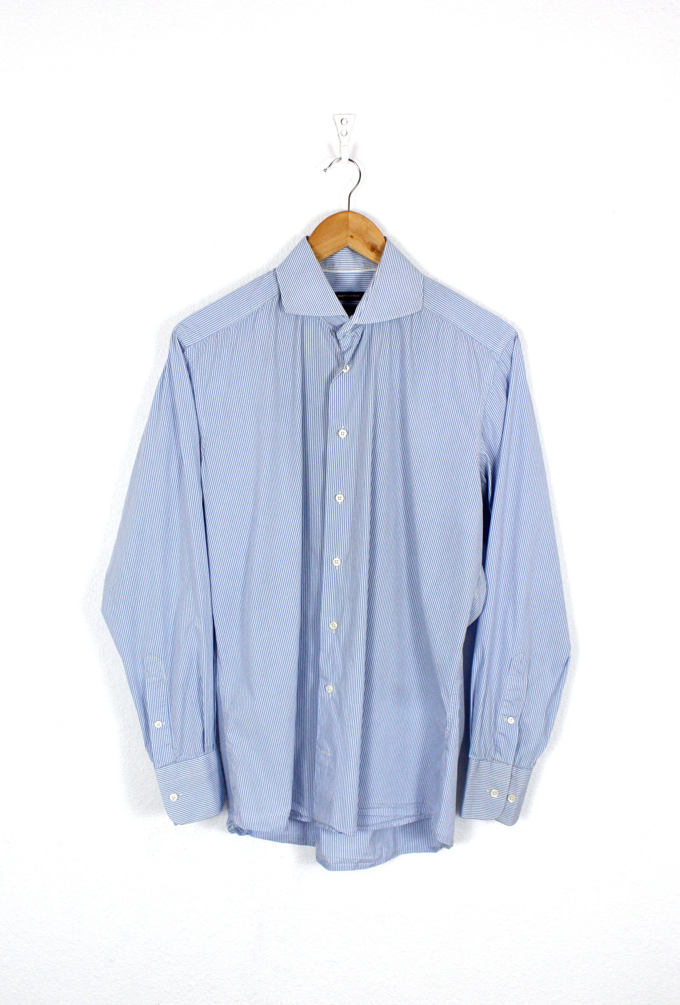Suitsupply Suitsupply Blue Striped Cotton Formal Shirt 39 size Size US L / EU 52-54 / 3 - 1 Thumbnail