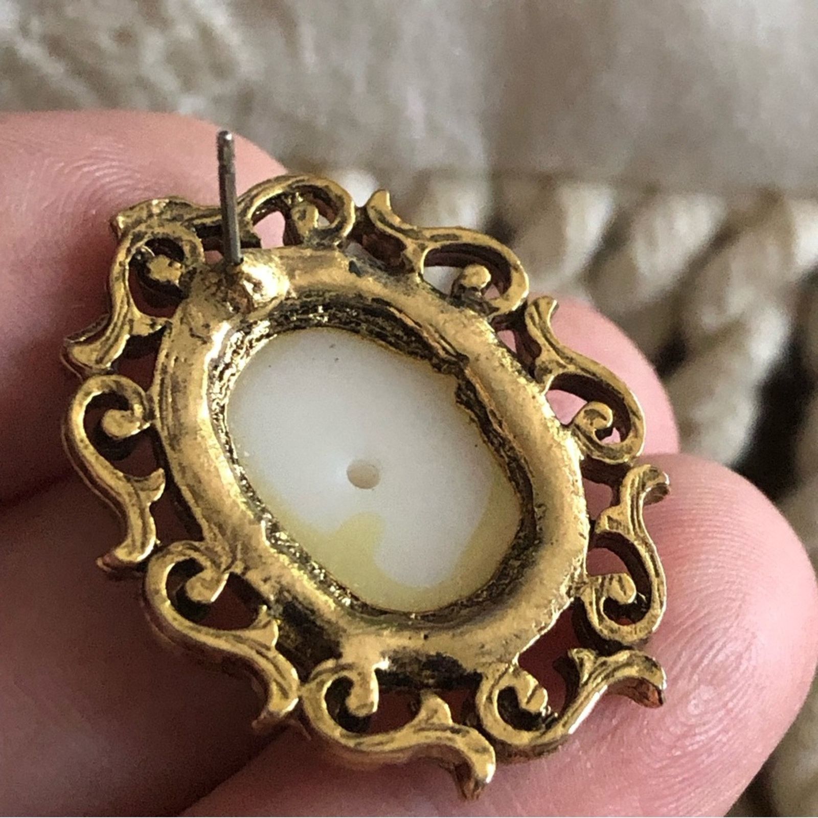Vintage Vintage silver cabochon faux pearl pierced earrings Size ONE SIZE - 3 Thumbnail