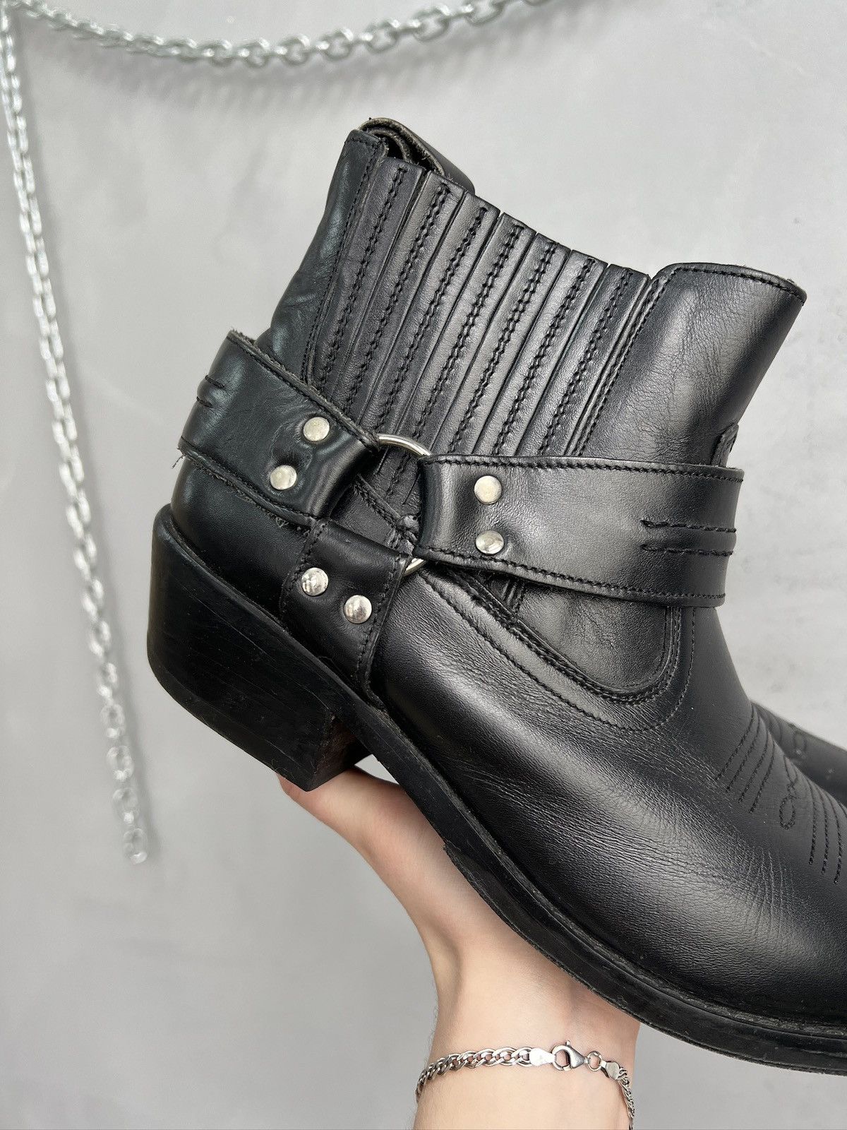 Western Rise Vintage leather western guidi style ankle moto boots y2k Size US 8.5 / EU 41-42 - 5 Thumbnail