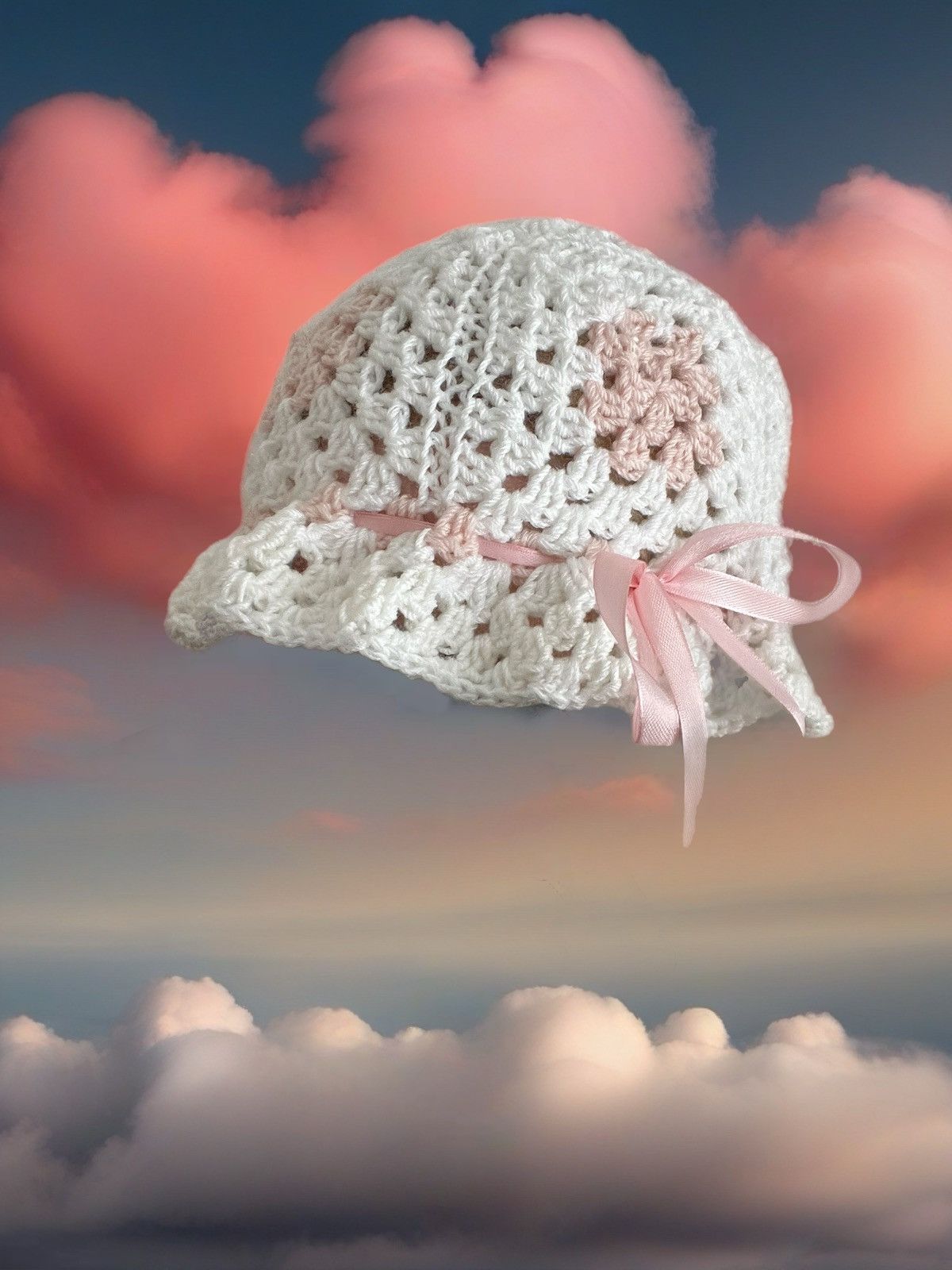 Handmade Soft Romantic Crochet Bonnet / bucket hat Size ONE SIZE - 2 Thumbnail