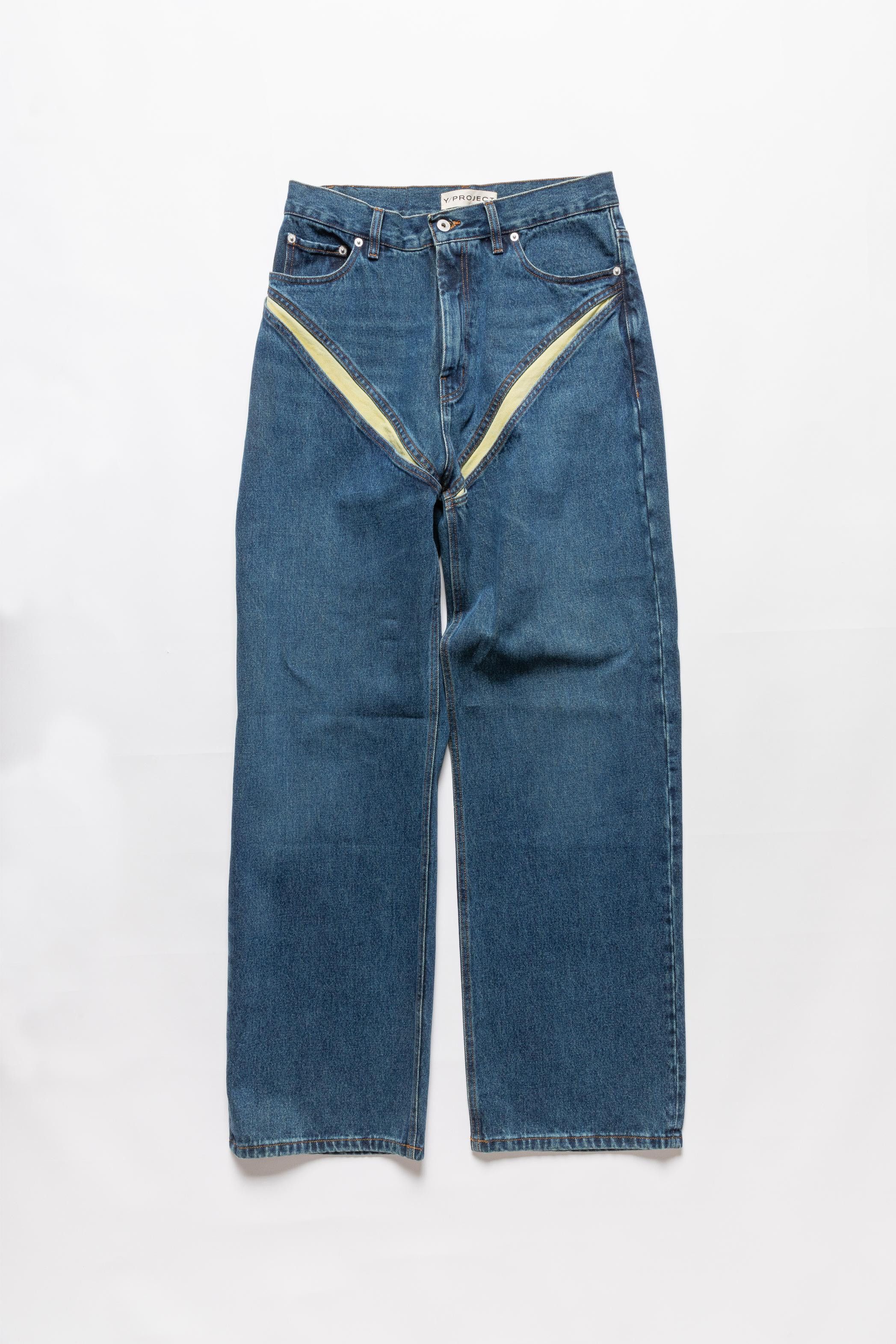 Pre-owned Y/project $650 Yproject Evergreen Cut Out Jeans In Blue