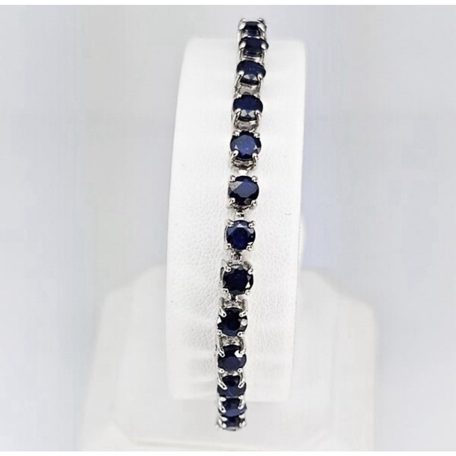 Other Adjustable Blue Sapphire and Sterling Silver Tennis Bracelet Size ONE SIZE - 1 Thumbnail