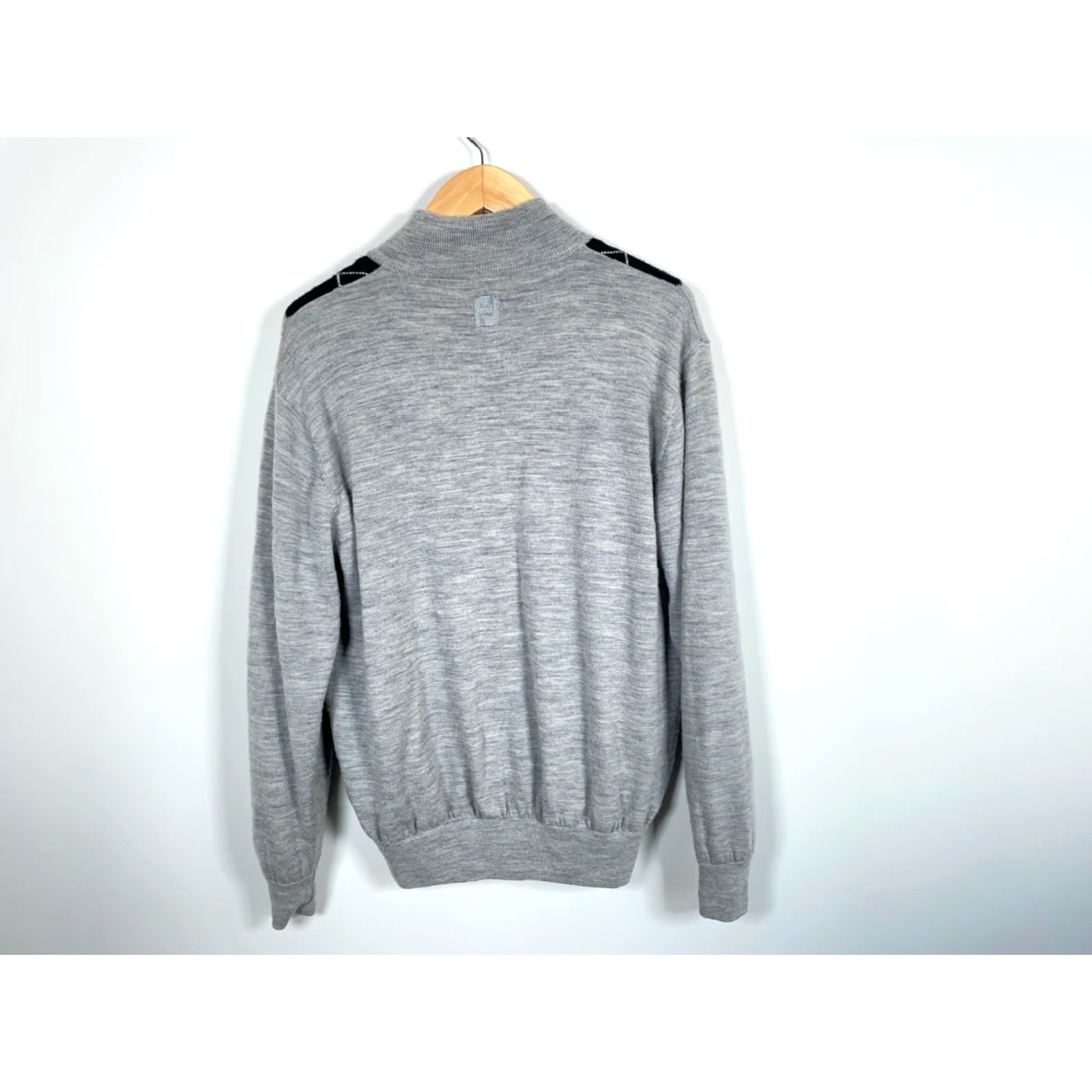 Footjoy FootJoy Wool Sweater FootJoy 1/4-Zip Lined Wool Gray Argyle Pattern Men's Large Pullover Knit Mock Neck 1/4 Zip Fall Winter Spring Casual Preppy Style Size US L / EU 52-54 / 3 - 2 Thumbnail