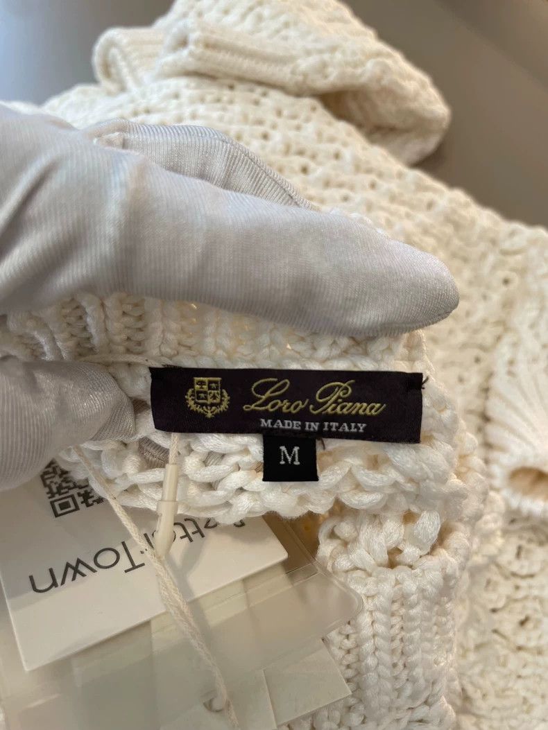 Loro Piana LORO PIANA White silk and cotton openwork loose sweater Size M / US 6-8 / IT 42-44 - 3 Thumbnail