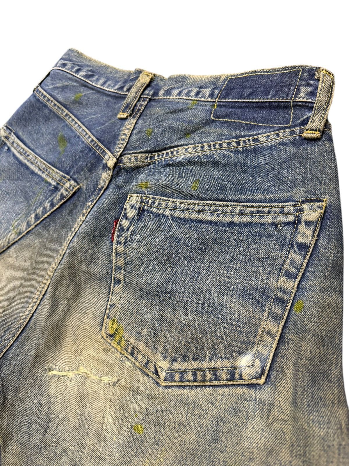 Denime Vintage 90s Denime Crazy Fade, Paint Splatter Selvedge | W27 Size US 27 - 10 Thumbnail