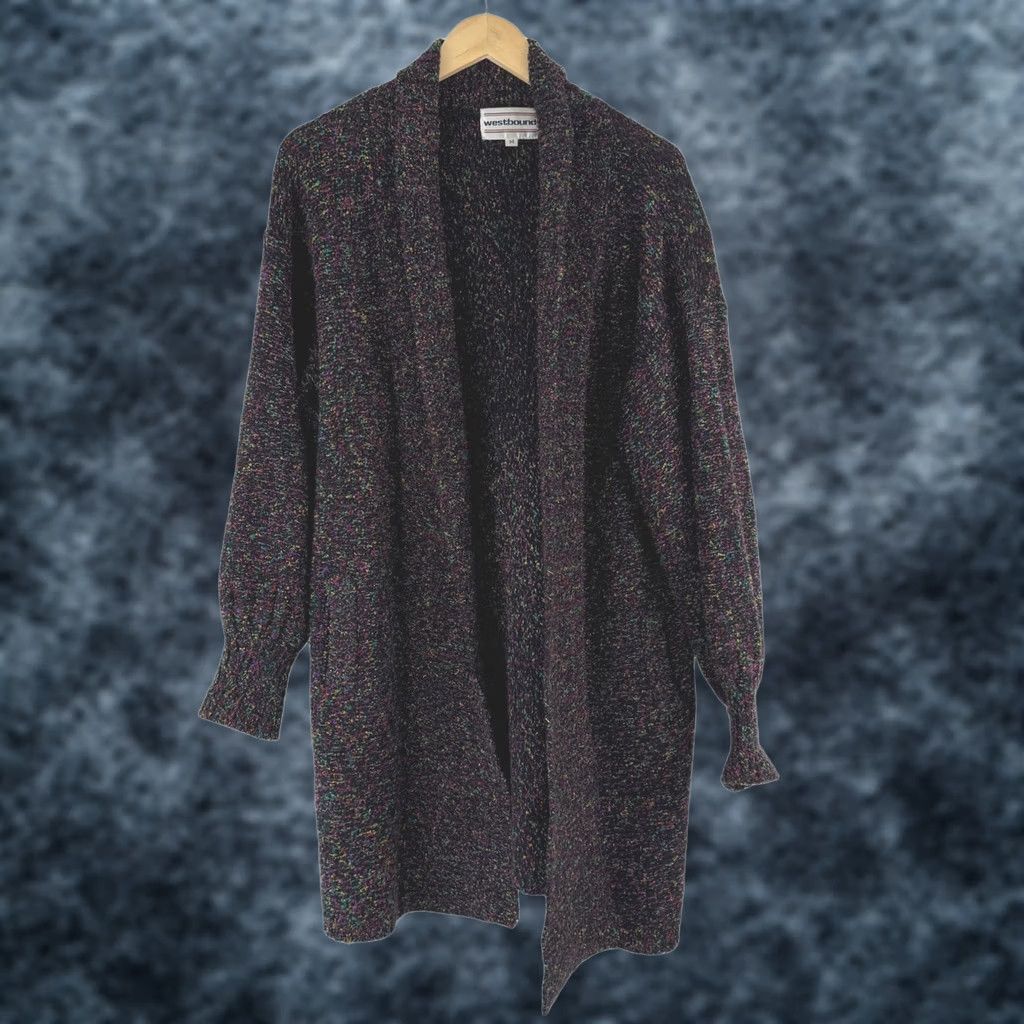 Vintage VINTAGE Westbound 80s Rainbow Confetti Knit Sweater Coat Black M Size M / US 6-8 / IT 42-44 - 1 Thumbnail