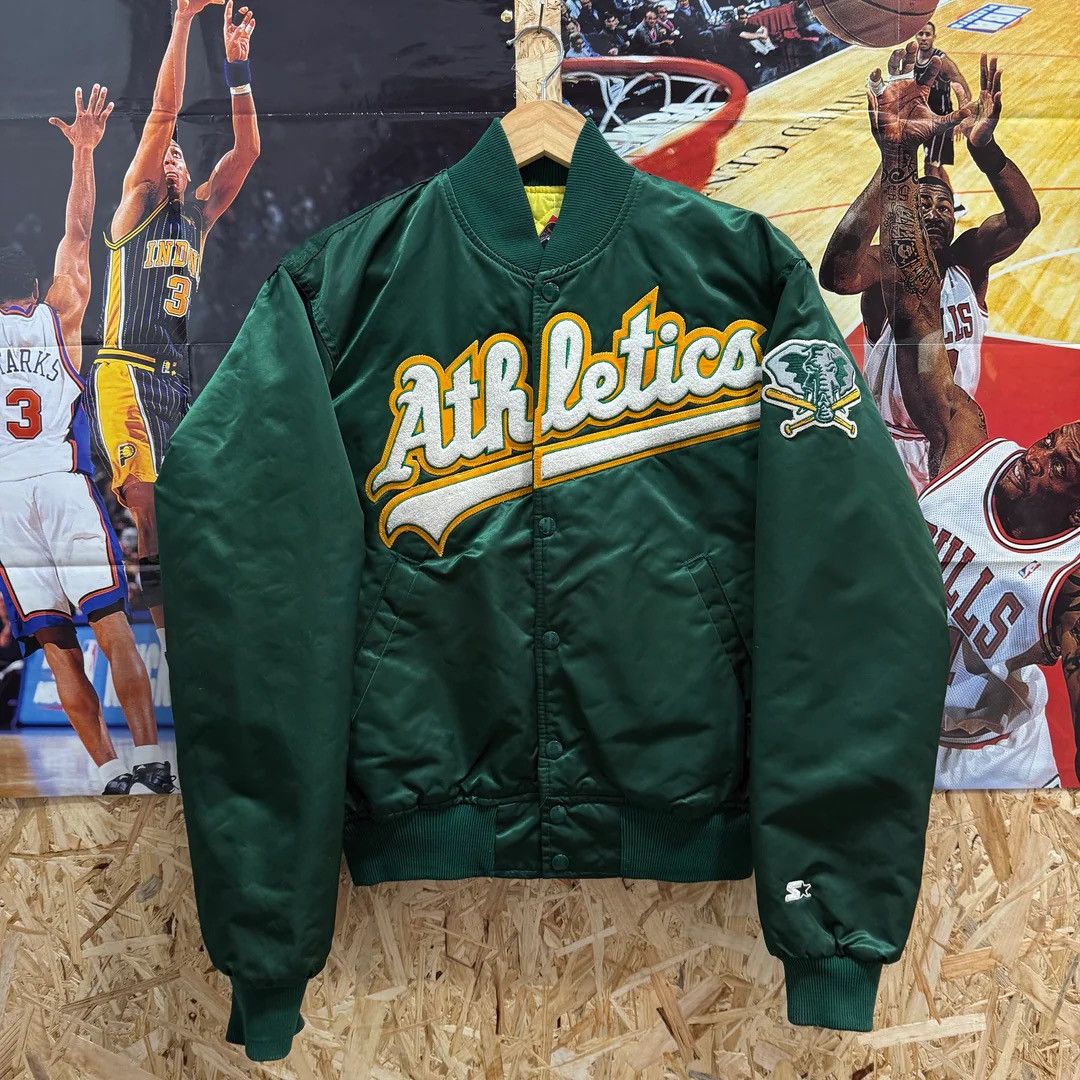Starter Vintage Oakland Athletics Starter Satin Bomber Jacket Size US S / EU 44-46 / 1 - 1 Thumbnail
