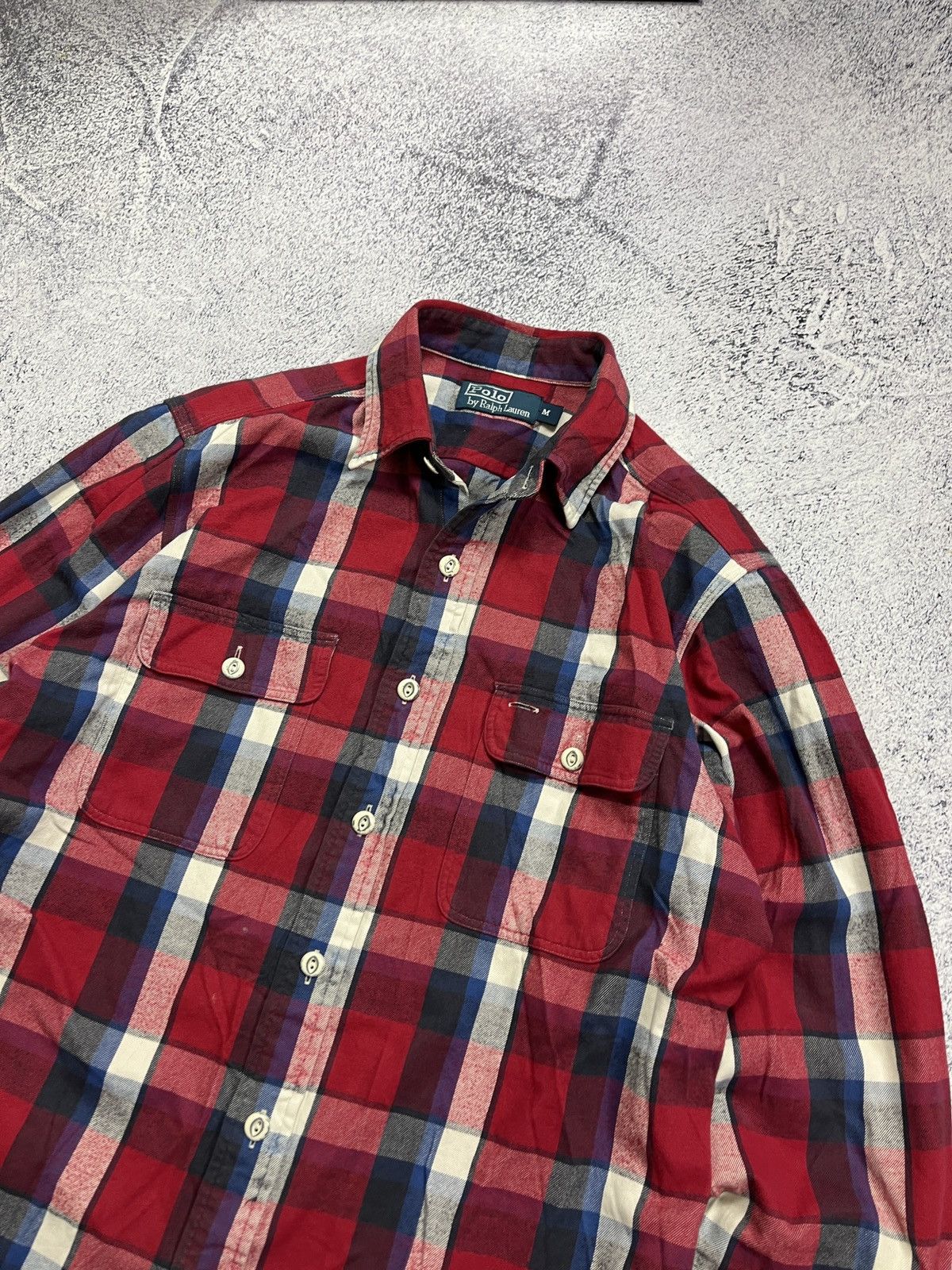 Polo Ralph Lauren × Ralph Lauren × Vintage Polo Ralph Lauren US Naval Res. Plaid Cheked Shirt Flannel Size US M / EU 48-50 / 2 - 6 Thumbnail
