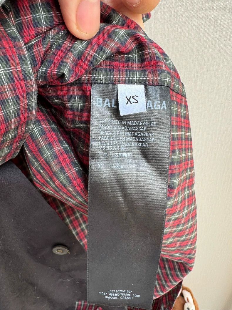 Balenciaga Balenciaga Asymmetric Plaid Panel Long Sleeve Shirt Size US XS / EU 42 / 0 - 7 Thumbnail