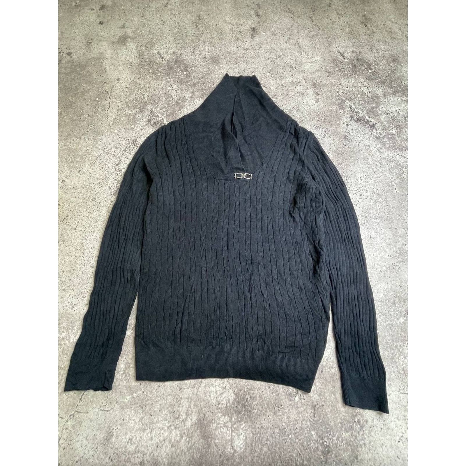Vintage Vintage Karen Scott Black Cable Knit Sweater with Metal Size S / US 4 / IT 40 - 1 Thumbnail