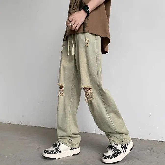 Japanese Brand Retro straight high street distressed jeans Size US 32 / EU 48 - 3 Thumbnail