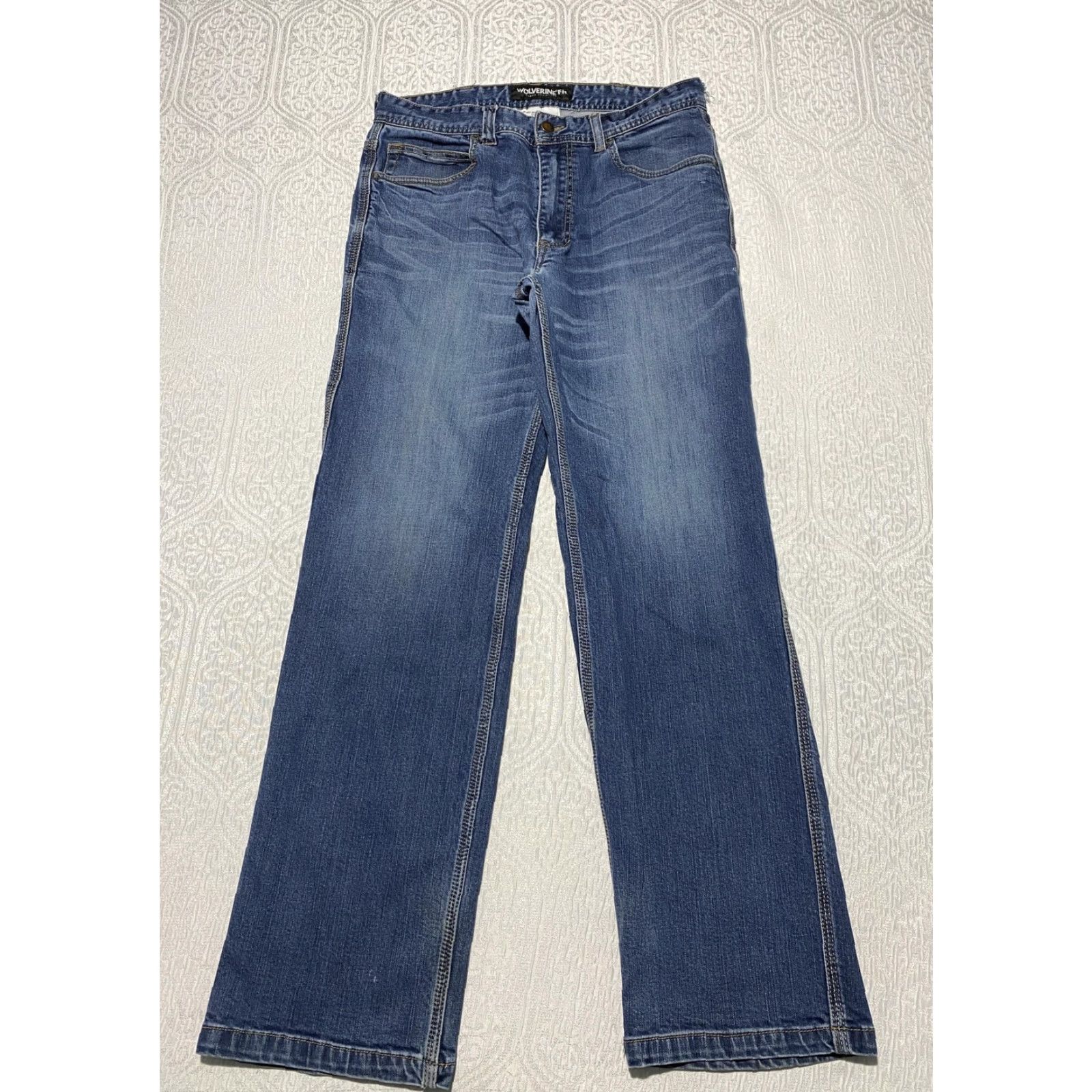 Denime Wolverine FR Jeans Mens 32x32 Blue Straight Leg Flame Resistant Denim Workwear Jeans Size US 31 - 5 Thumbnail