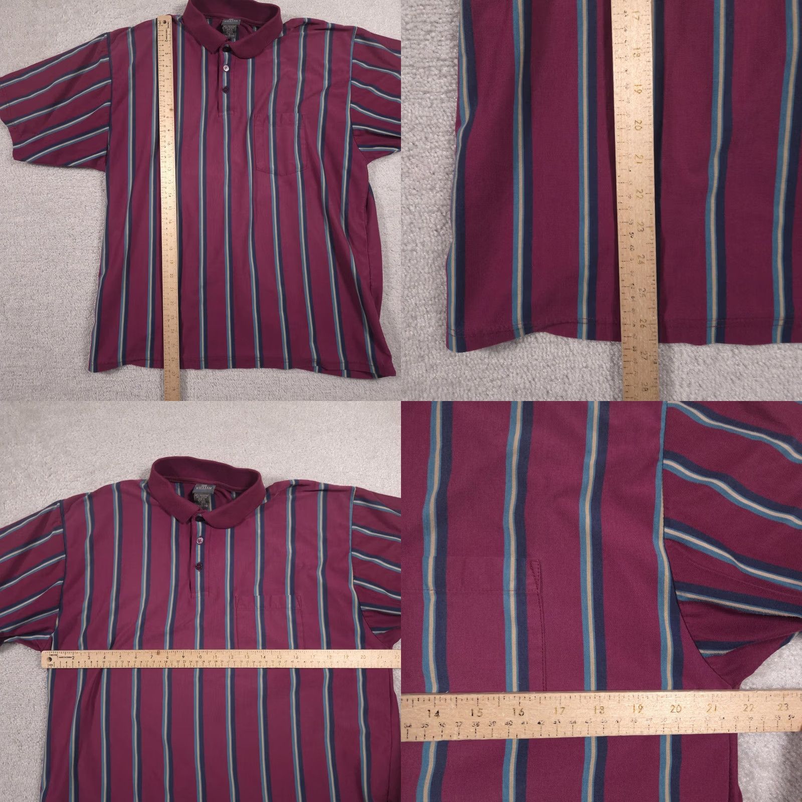 Vintage Sir William Polo Shirt Mens Large Red Striped Pocket Knit Casual Top Retro Size US L / EU 52-54 / 3 - 8 Thumbnail
