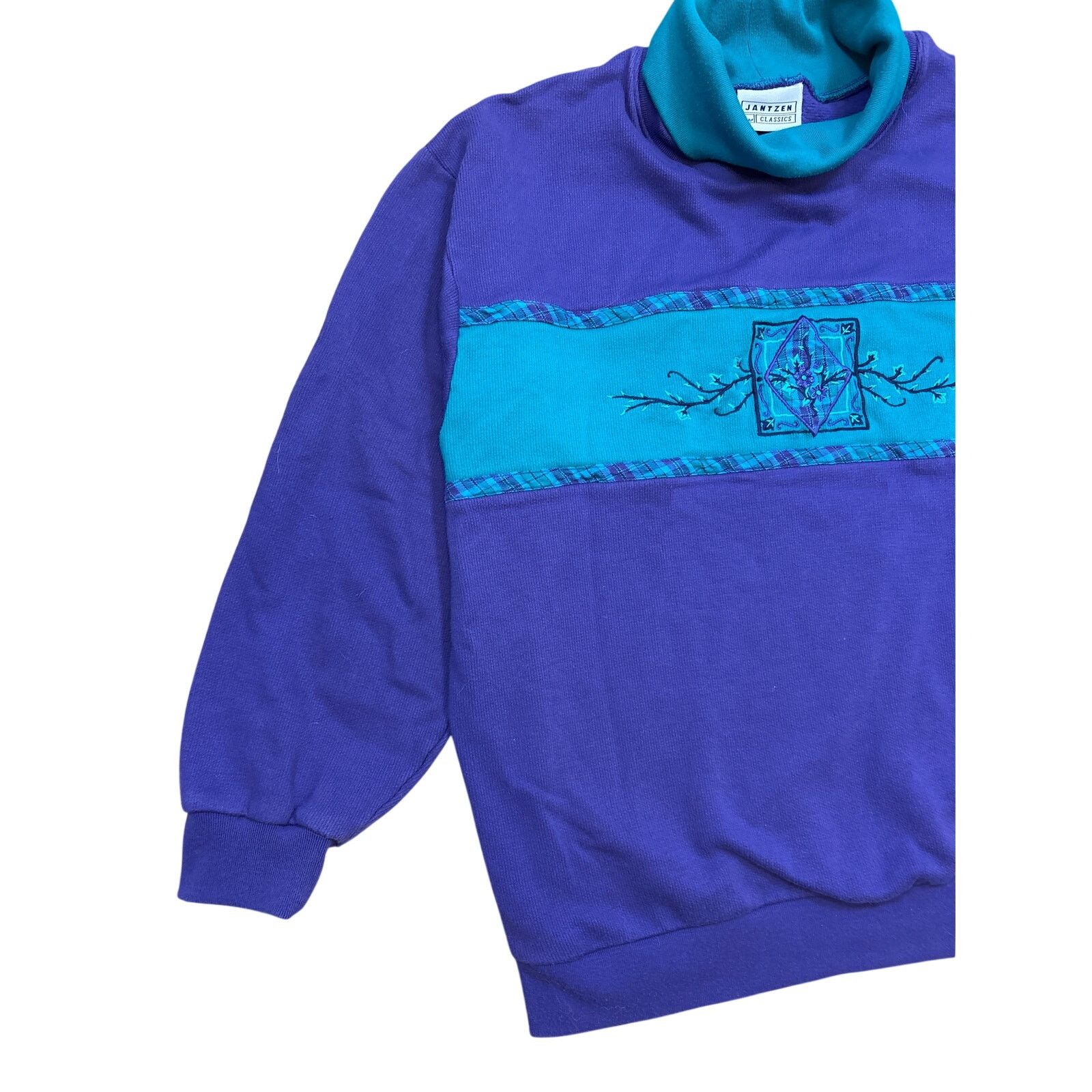 Jantzen Vintage 90s Jantzen Classics purple Turtleneck sweatshirt L Size L / US 10 / IT 46 - 3 Thumbnail