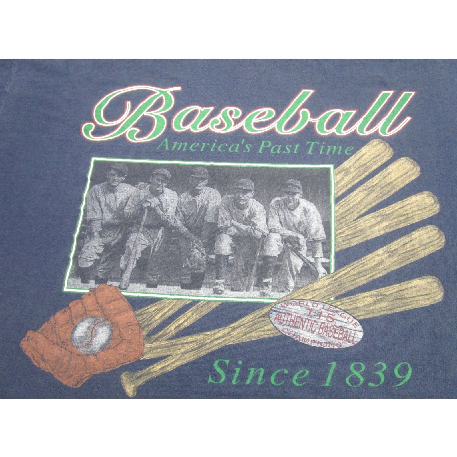 Van Heusen VINTAGE Van Heusen Shirt Mens XL Blue Baseball America's Past Time Graphic Tee Shirt Size US XL / EU 56 / 4 - 3 Thumbnail