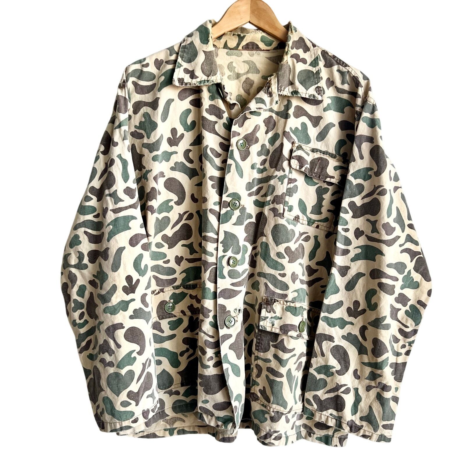 Unknown London Rare Vintage 40's Frog Camo Button Up Jacket Size XXL 24x31 Size US XL / EU 56 / 4 - 1 Thumbnail