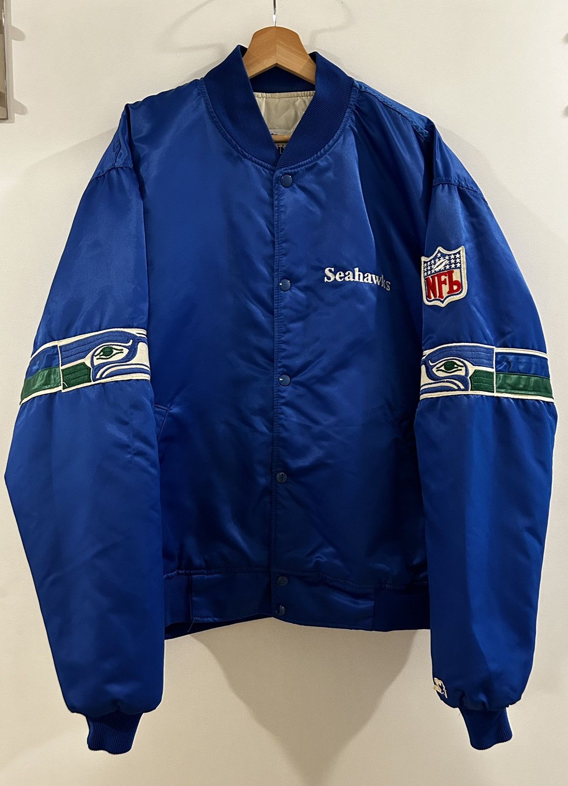 image of Nfl x Starter Vintage 80's Seattle Seahawks Starter Jacket in Blue, Men's (Size 2XL)