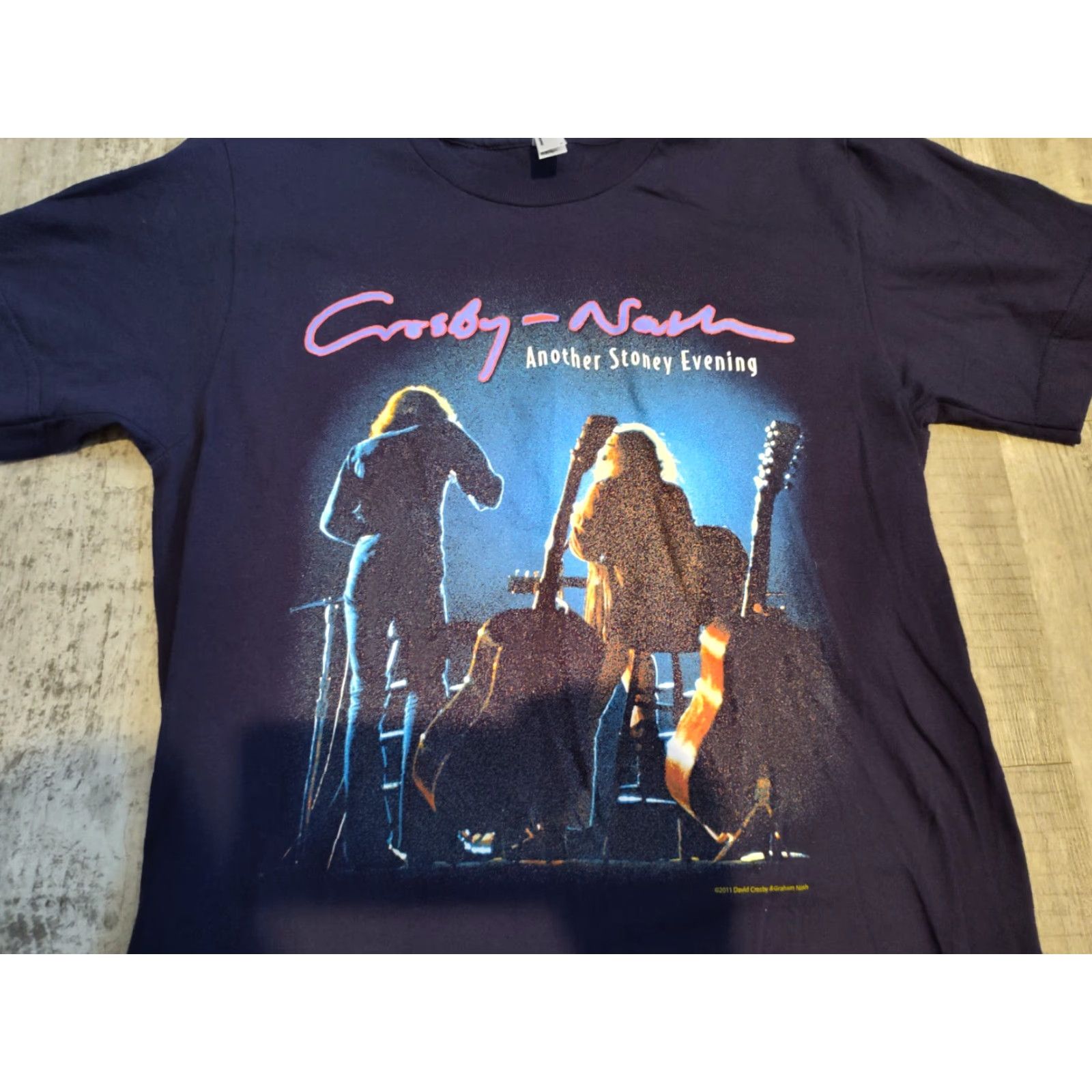 American Apparel VINTAGE Crosby-Nash Band Tour T-Shirt Official 2011 Dark Blue Short Sleeve Mens S Small VGUC Size US S / EU 44-46 / 1 - 4 Thumbnail