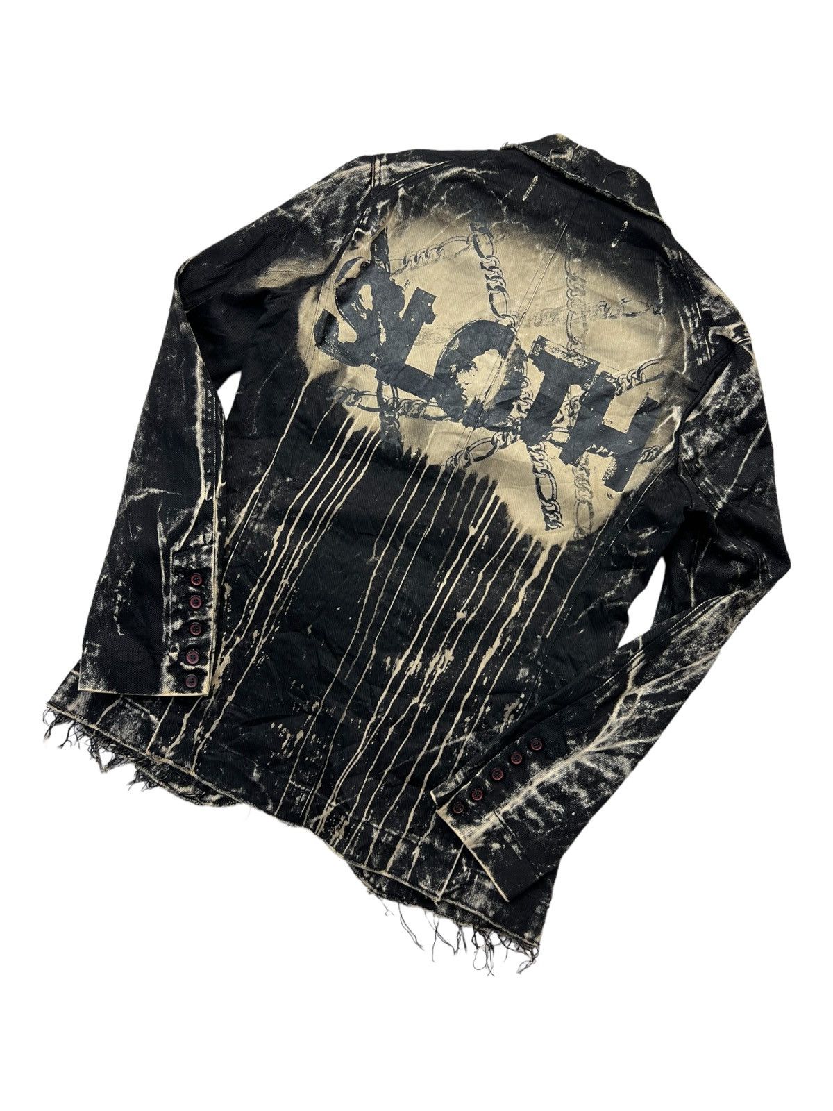 If Six Was Nine H. Anarchyism Goth Painted "SLOTH" Dripping Button Jacket Size US M / EU 48-50 / 2 - 1 Thumbnail