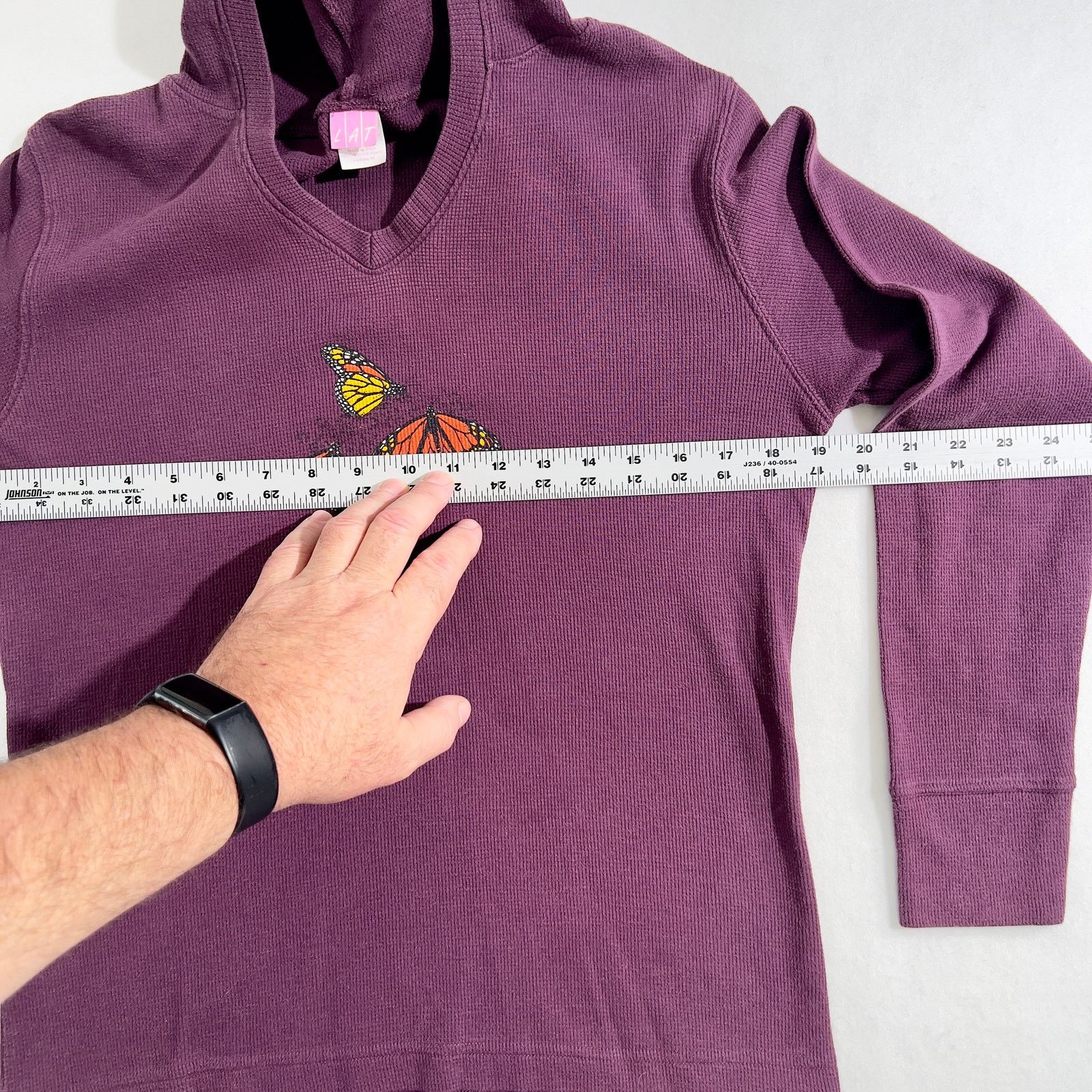 Other Waffle Weave Hoodie LAT Woman's M Purple w/ Butterfly Print Size M / US 6-8 / IT 42-44 - 6 Thumbnail