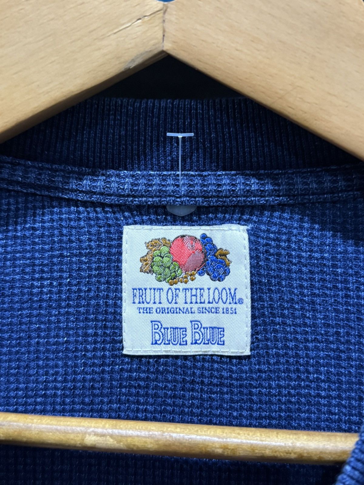 Blue Blue Japan × Fruit Of The Loom × Indigo Vintage Blue Blue Fruit Of The Loom Indigo Waffle Knit tee Size US M / EU 48-50 / 2 - 4 Thumbnail