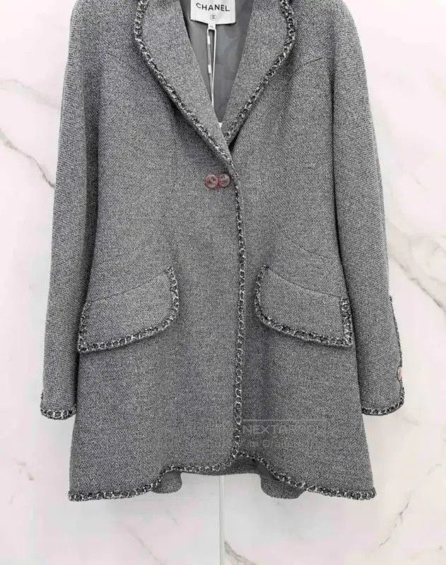 Chanel Chanel Gray Cotton Blend Mid-Length Coat . Size S / US 4 / IT 40 - 7 Thumbnail
