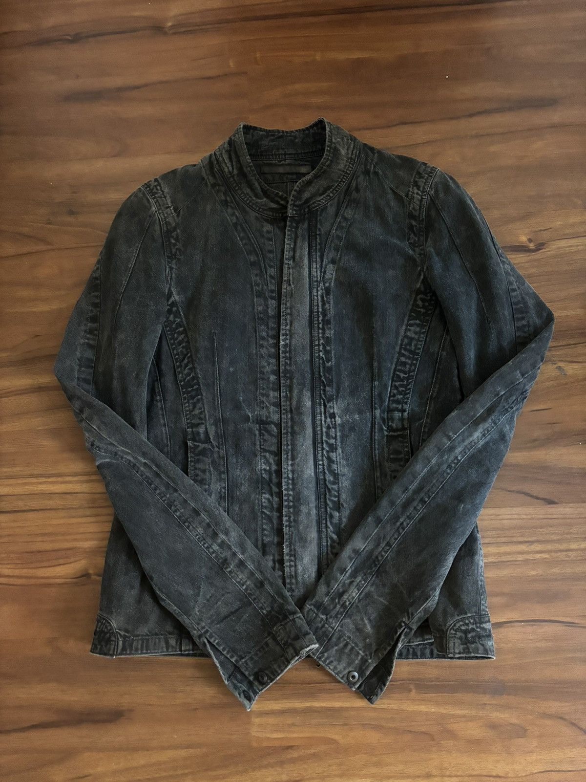 image of Julius A/w 2013 ‘Resonance’ Stonewashed Denim Rider Jacket in Black, Men's (Size Medium)