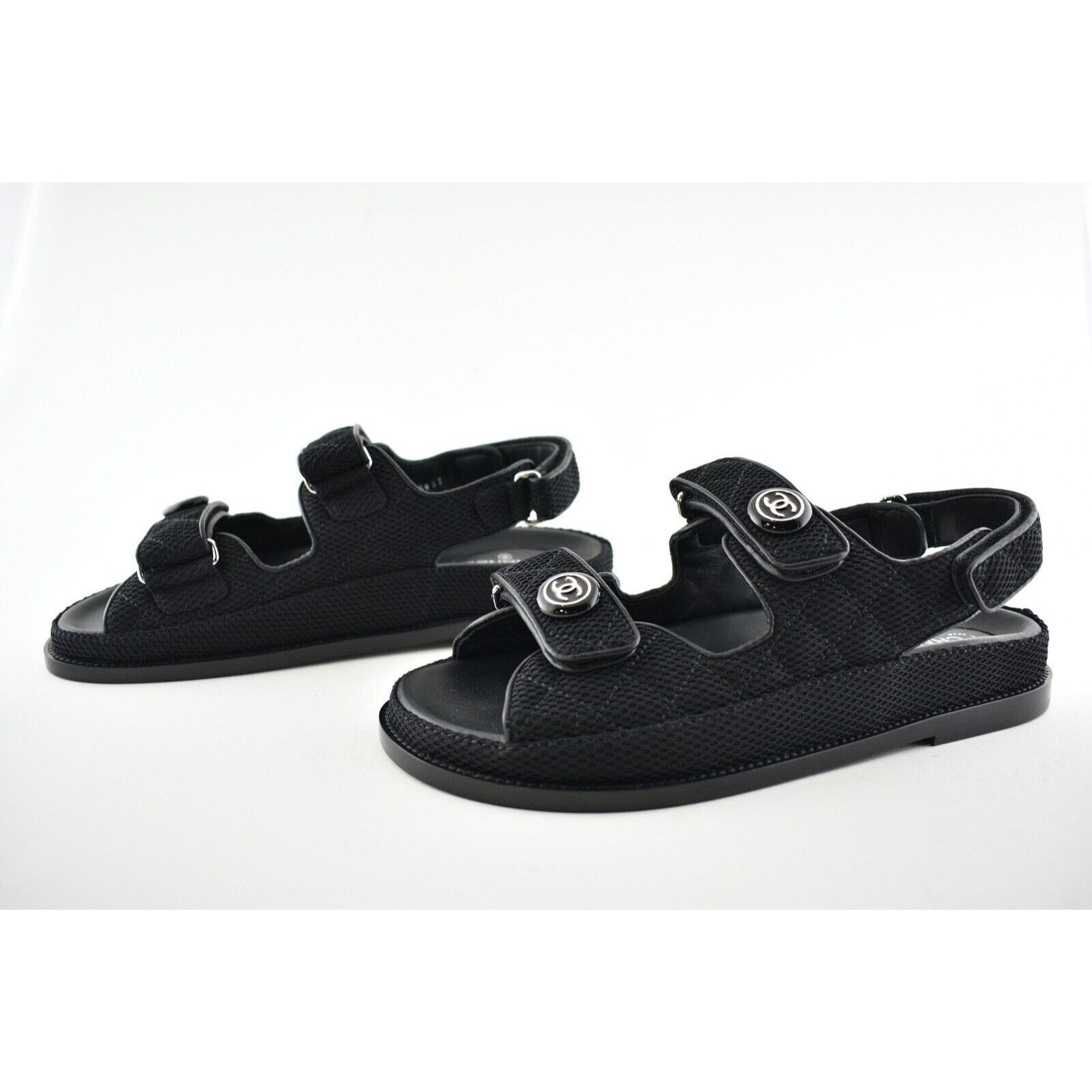 Chanel Chanel 21C Black Fabric Silver CC Logo Mule Slide Strap 42 Size US 12 / IT 42 - 10 Thumbnail