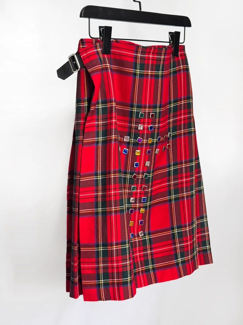 Comme des Garcons Comme Des Garcons size 均码 Jewel studded plaid pleated wrap Size 24" / US 00 / IT 34 - 1 Thumbnail