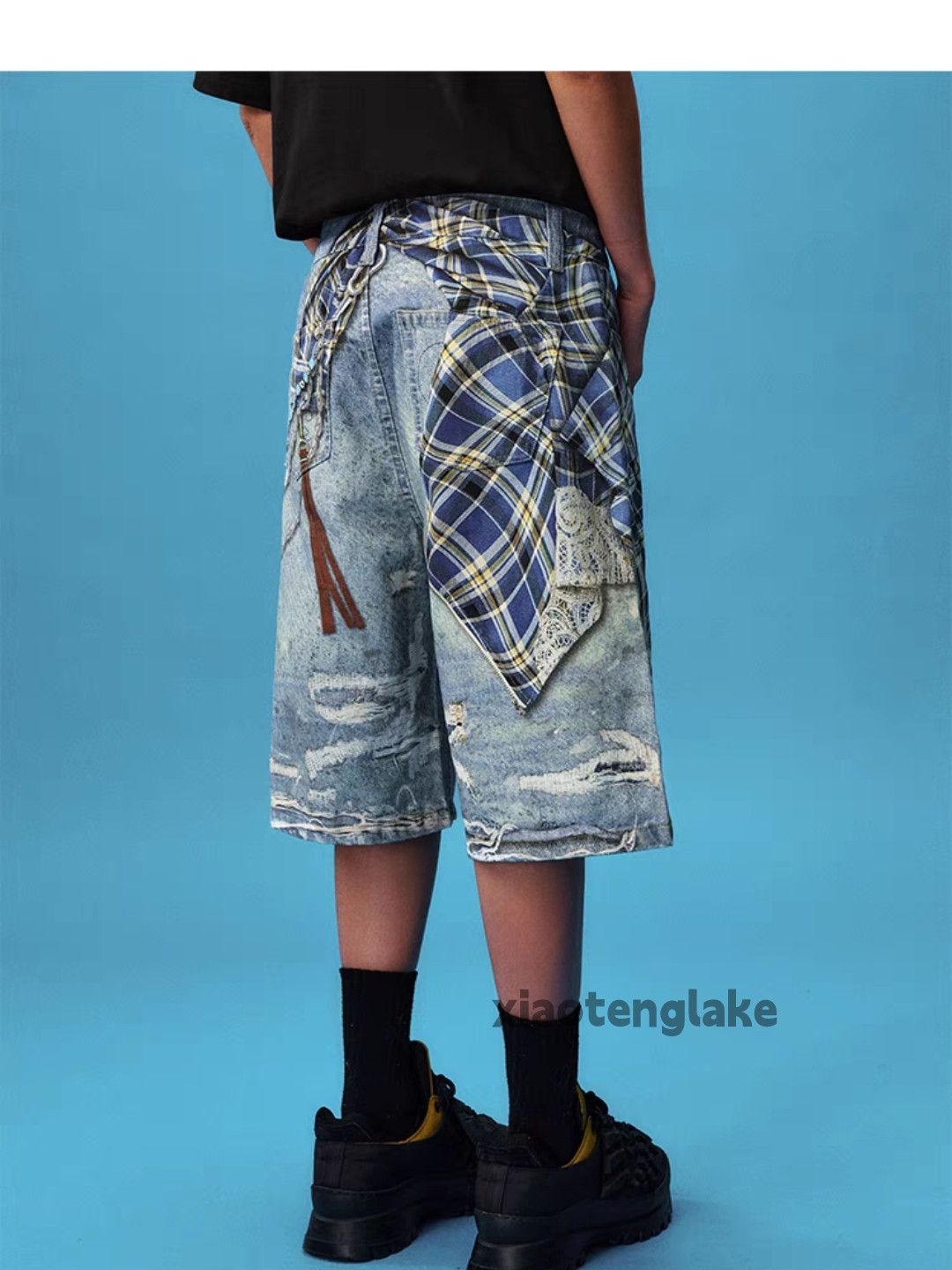 Designer Unisex faded digital print skate hiphop baggy shorts Size US 30 / EU 46 - 3 Thumbnail