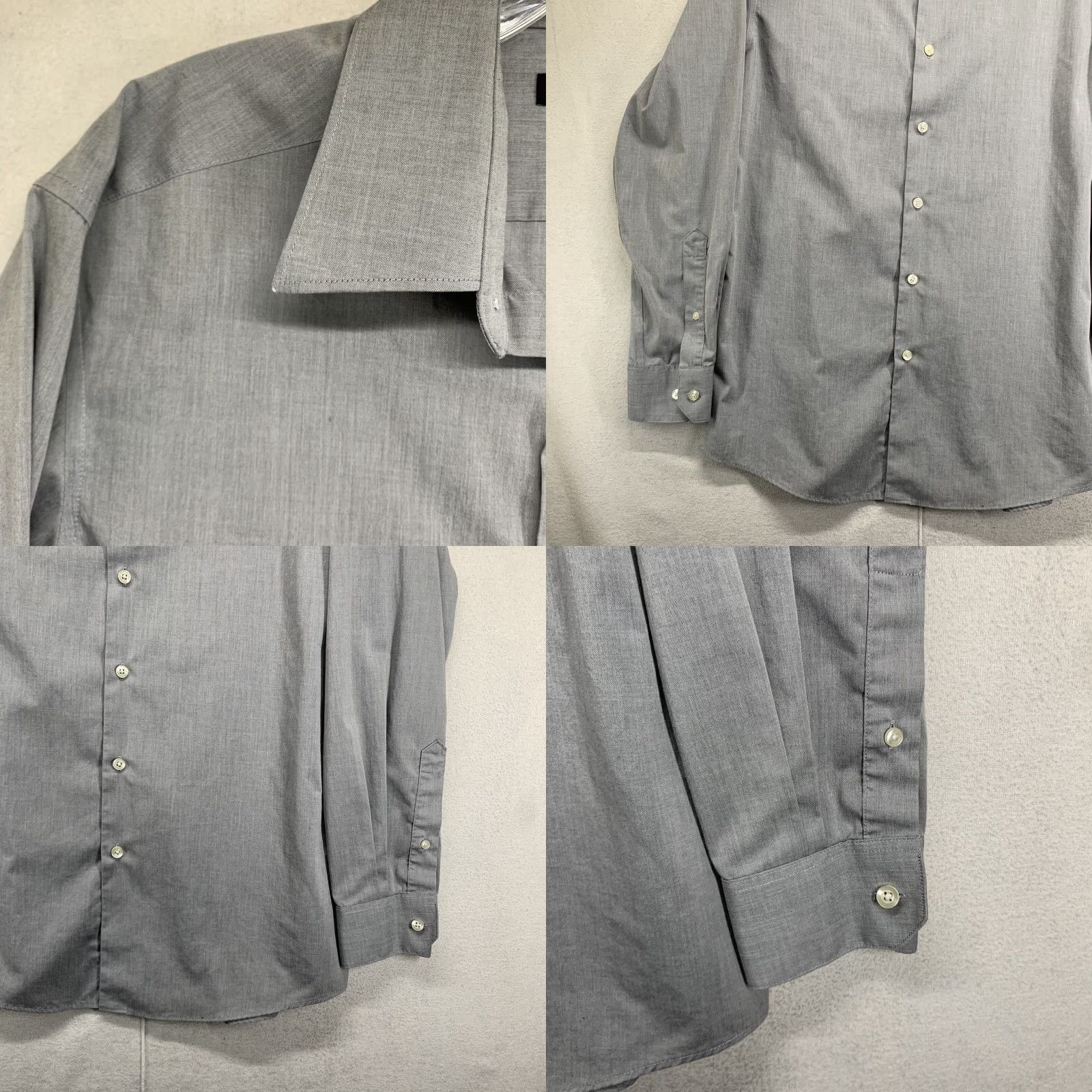 Liz Claiborne Claiborne Men's Slim Fit Button-Up Long Sleeve Shirt, Gray, Size 15.5, Wrinkle-Free Cotton, Business Casual Size US M / EU 48-50 / 2 - 8 Thumbnail