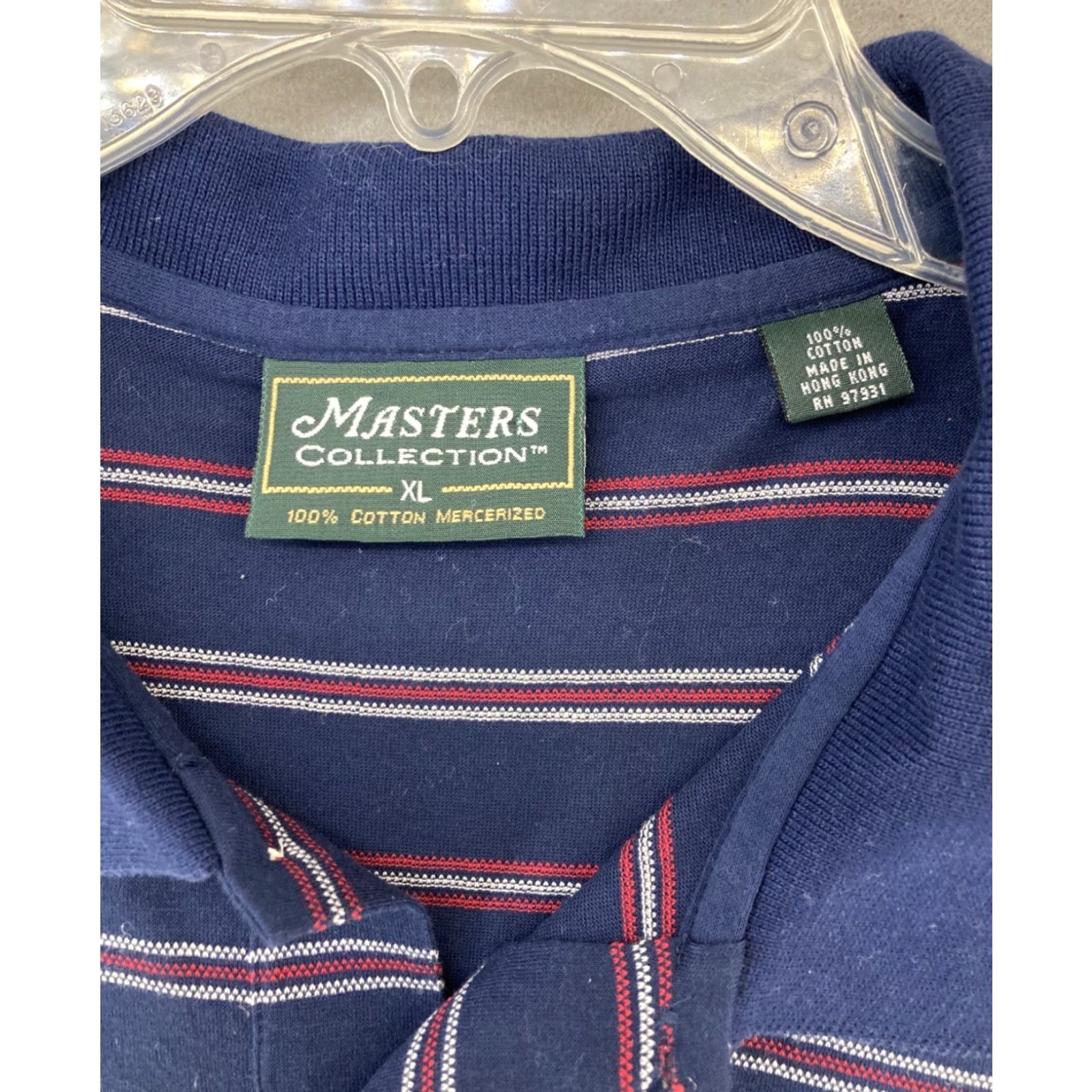 Vintage Masters Collection Men's XL Blue Striped Golf Polo Shirt, 90s Retro Classic Casual Activewear Size US XL / EU 56 / 4 - 6 Thumbnail