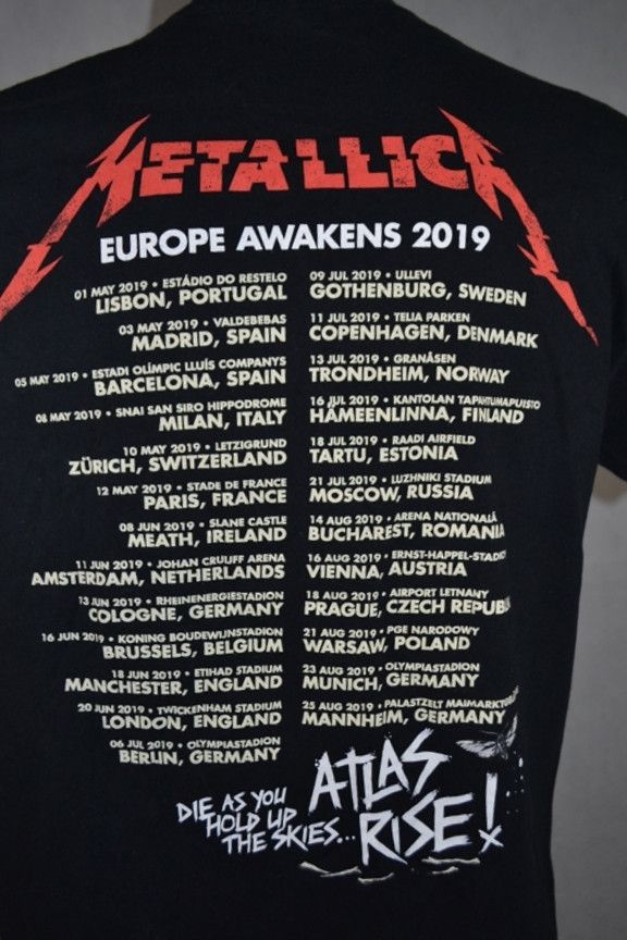 Band Tees × Metallica × Vintage Metallica Europe Awakens 2019 Heavy Metal Rock T-shirt Size US M / EU 48-50 / 2 - 3 Thumbnail